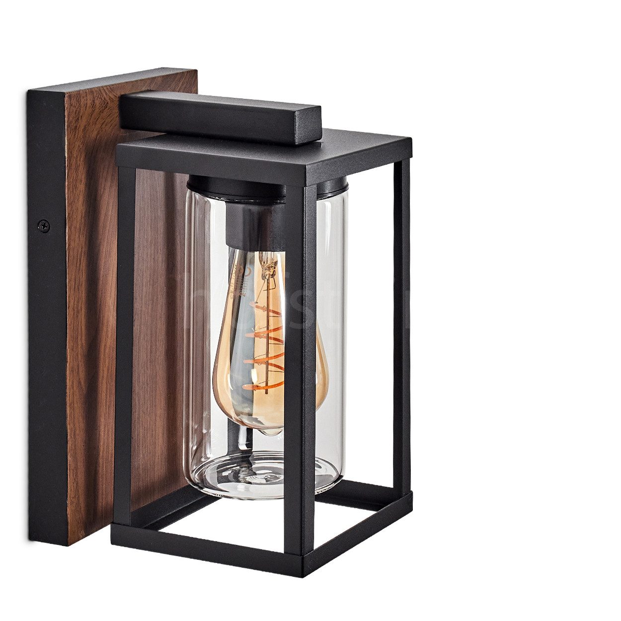 hofstein Außen-Wandleuchte Außenleuchte aus Metall/Glas in Schwarz/Klar, ohne Leuchtmittel, Wandlampe für Terrasse/Hof, 1 x E27, ohne Leuchtmittel, IP44