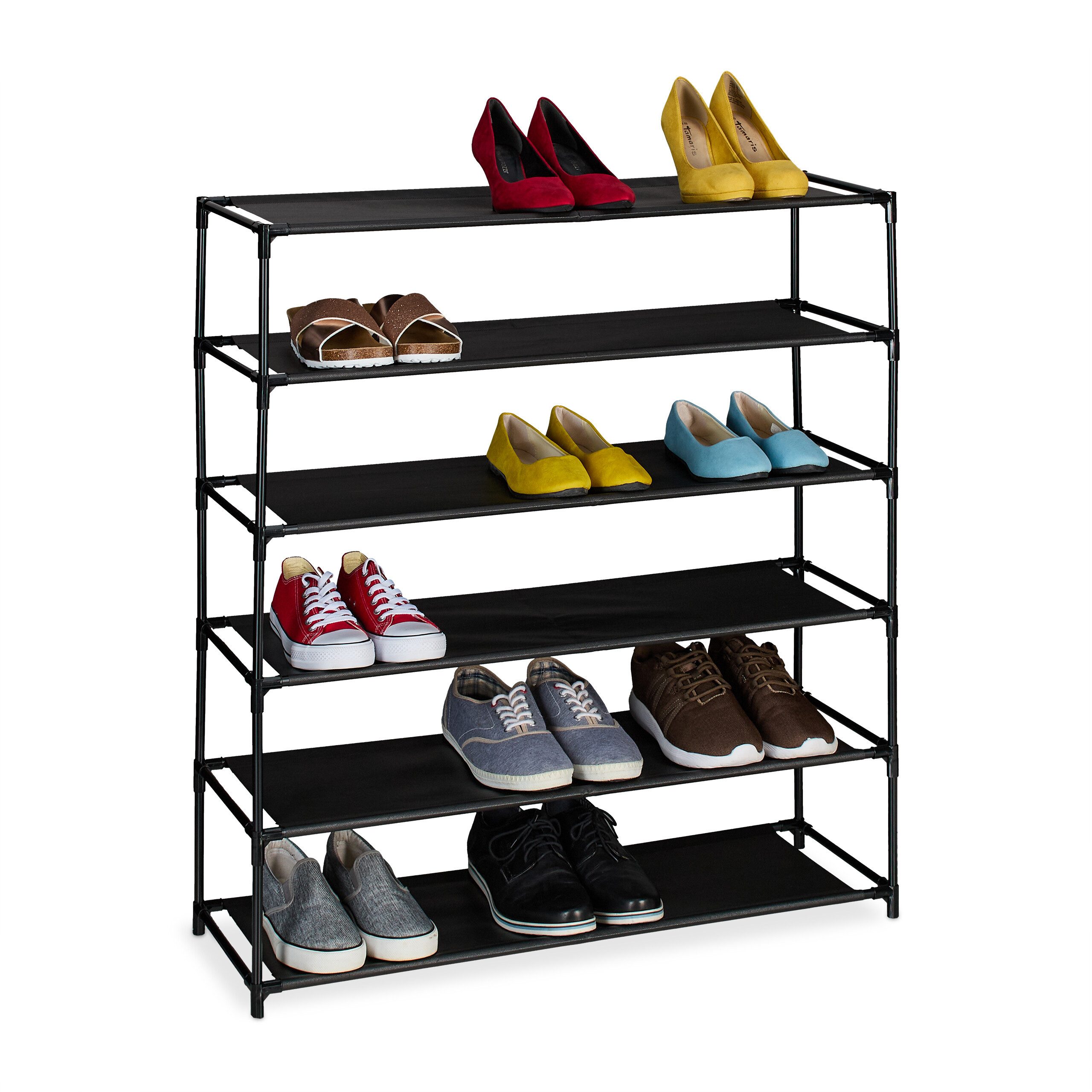 relaxdays Schuhregal mit Stoffebene, 6 Ebenen günstig online kaufen