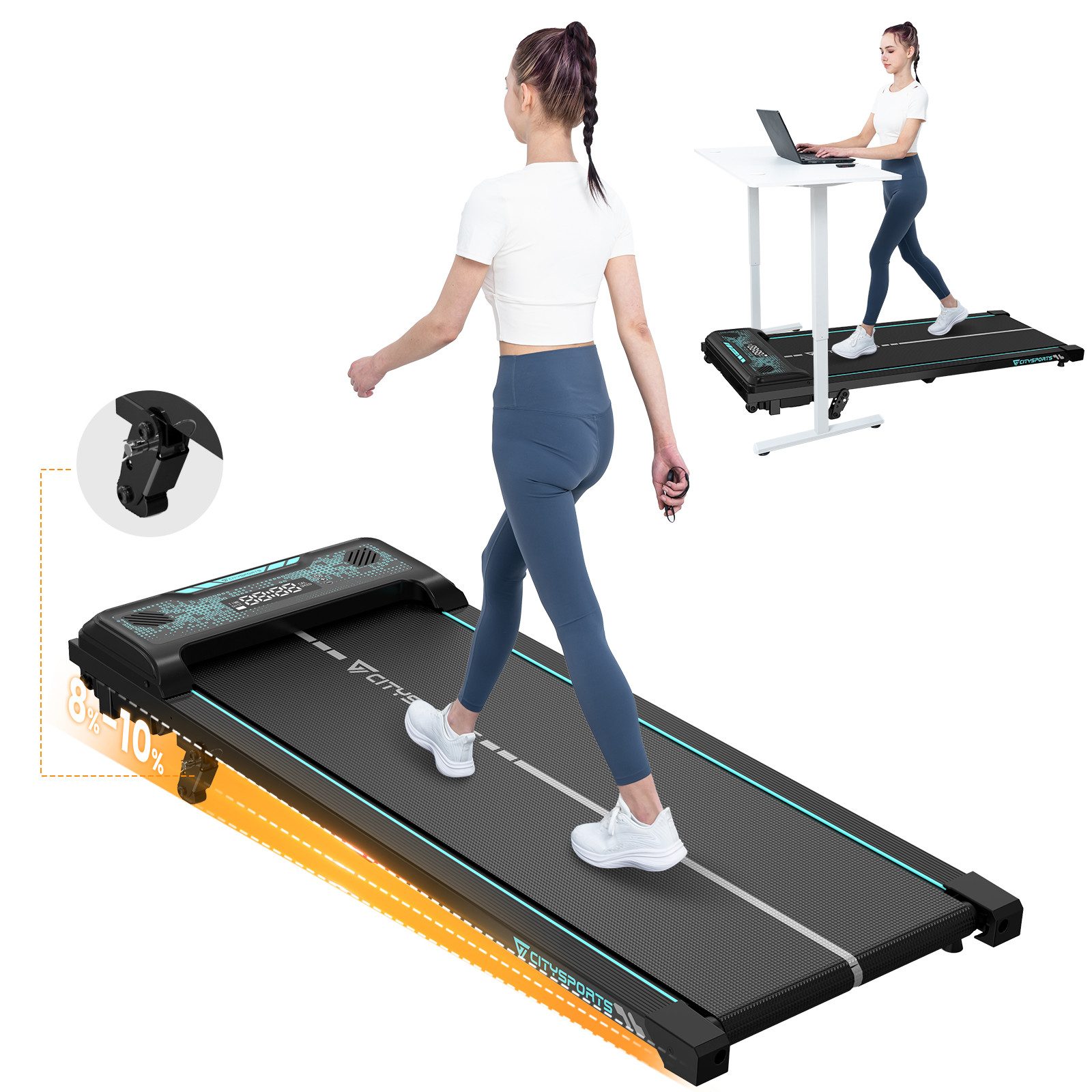 Laufband WP6 Walking/Jogging Pad Mit Steigung 440W motor