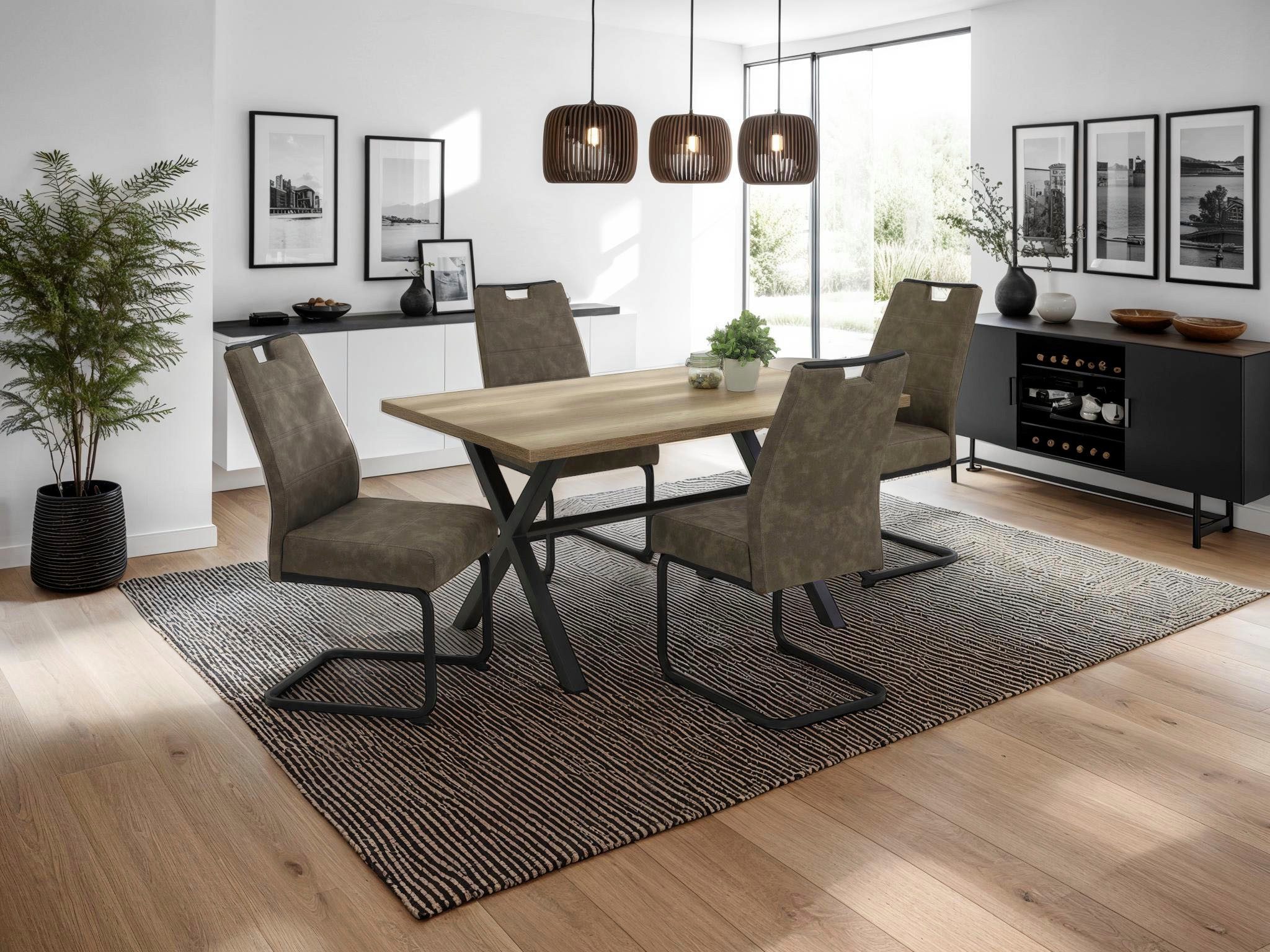 HELA Freischwinger KERTIN (Set, 2 St), XL Sitzbreite, Griff, Federkorb, 140kg belastbar