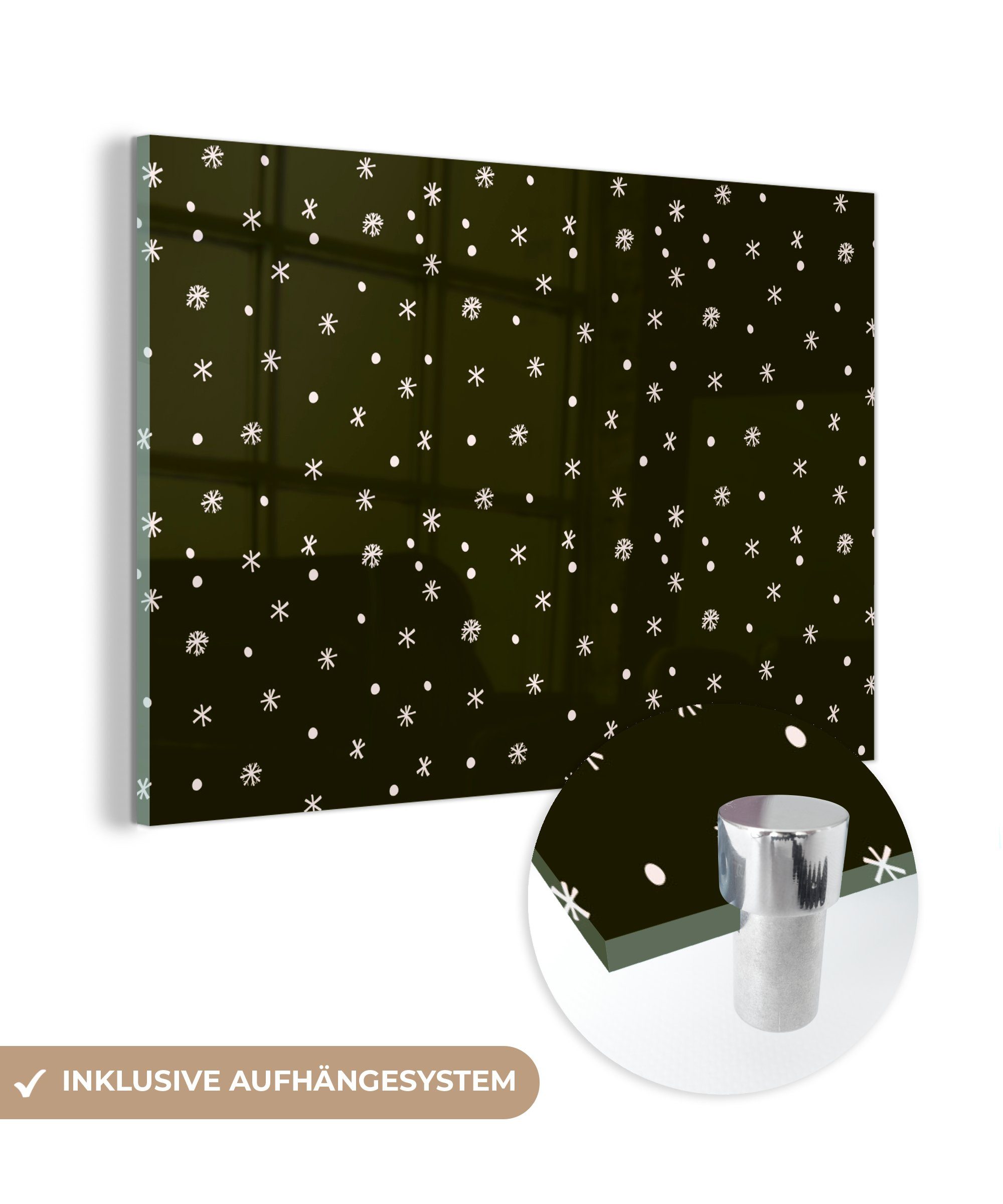 MuchoWow Acrylglasbild Schnee - Winter - Schwarz, (1 St), Acrylglasbilder Wohnzimmer & Schlafzimmer