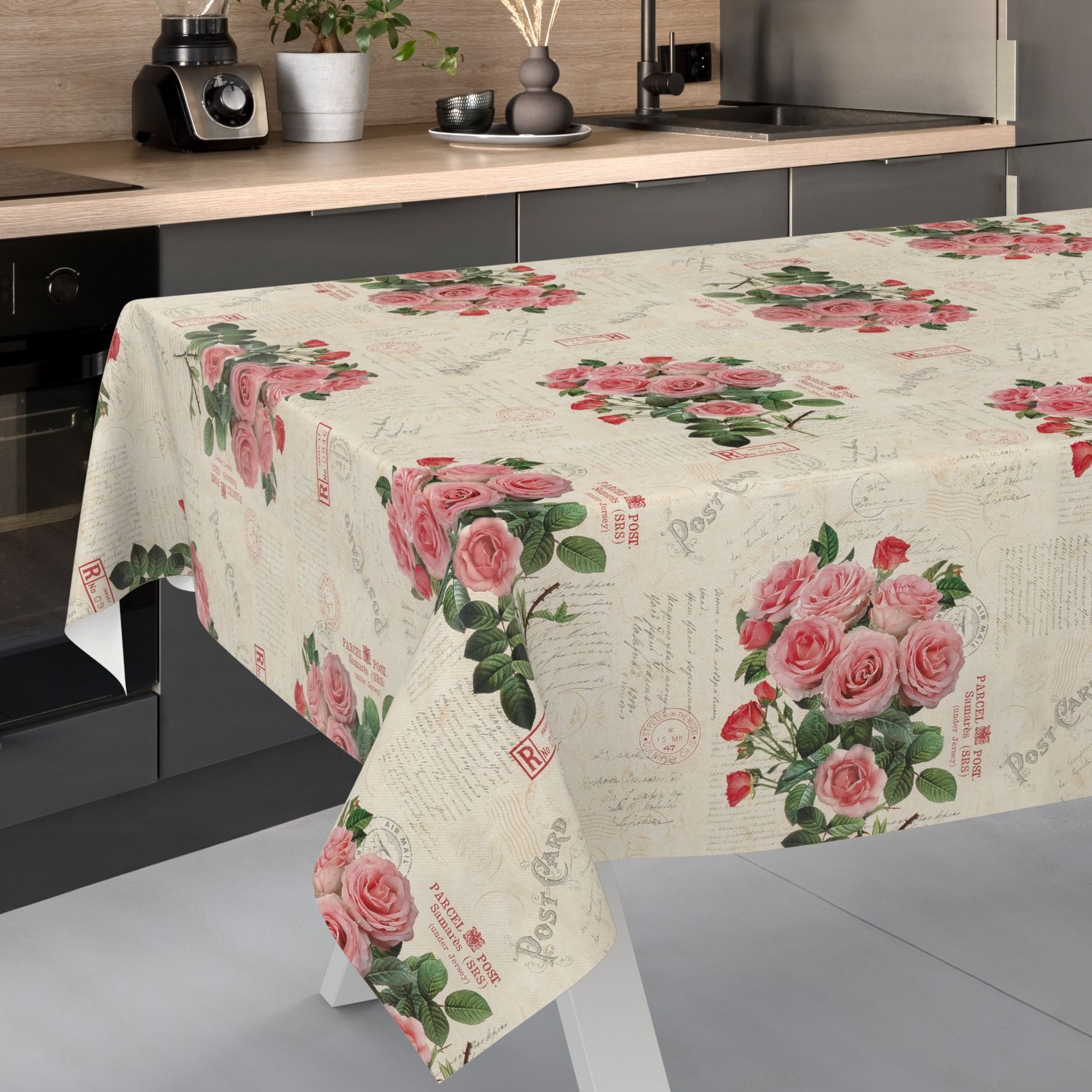 ANRO Tischdecke Wachstuch abwaschbar Postkarte Rosen günstig online kaufen