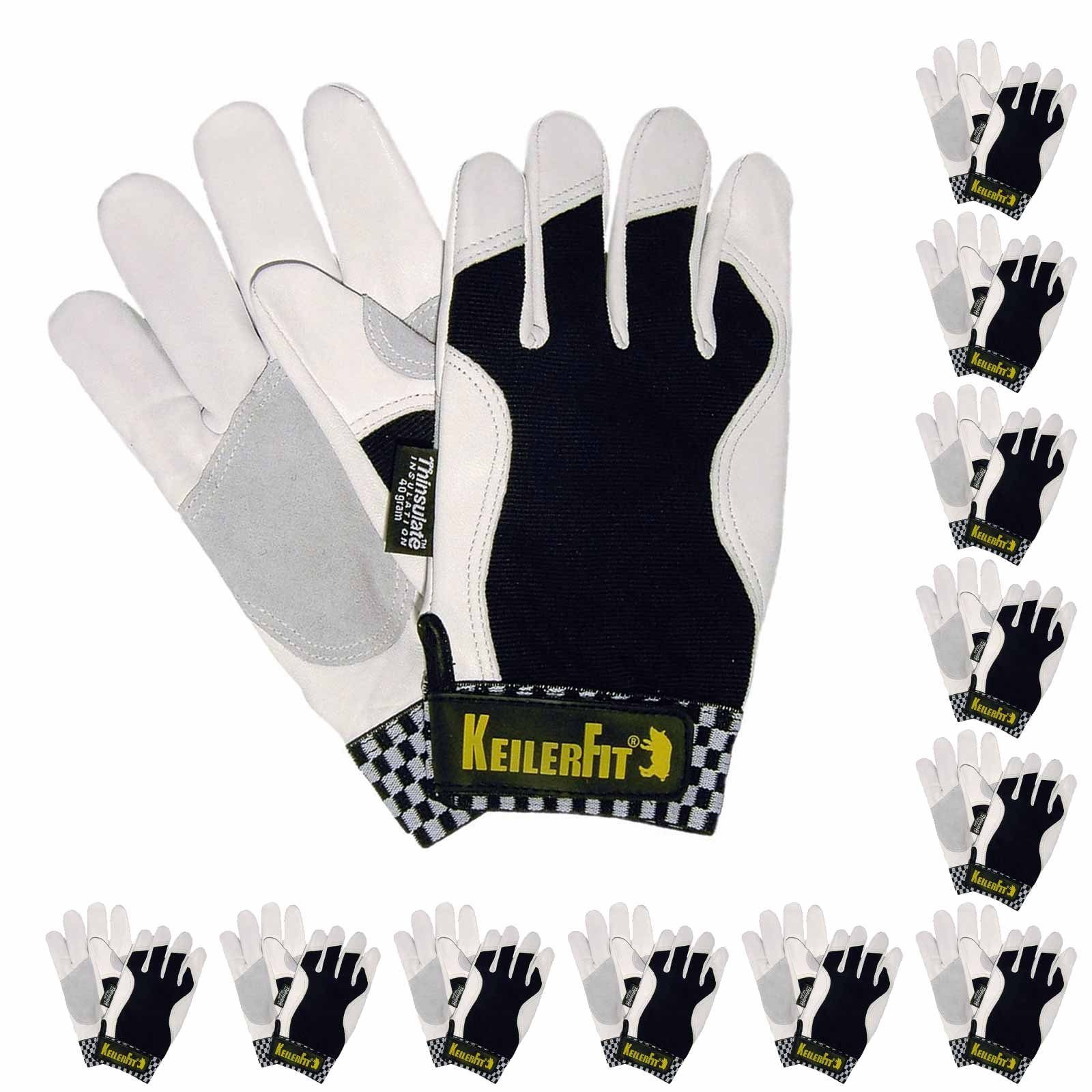 Keiler Forst Leder-Arbeitshandschuhe Kälteschutzhandschuhe Keiler Fit  Winter, Forsthandschuhe - VPE 12 Paar (Set)