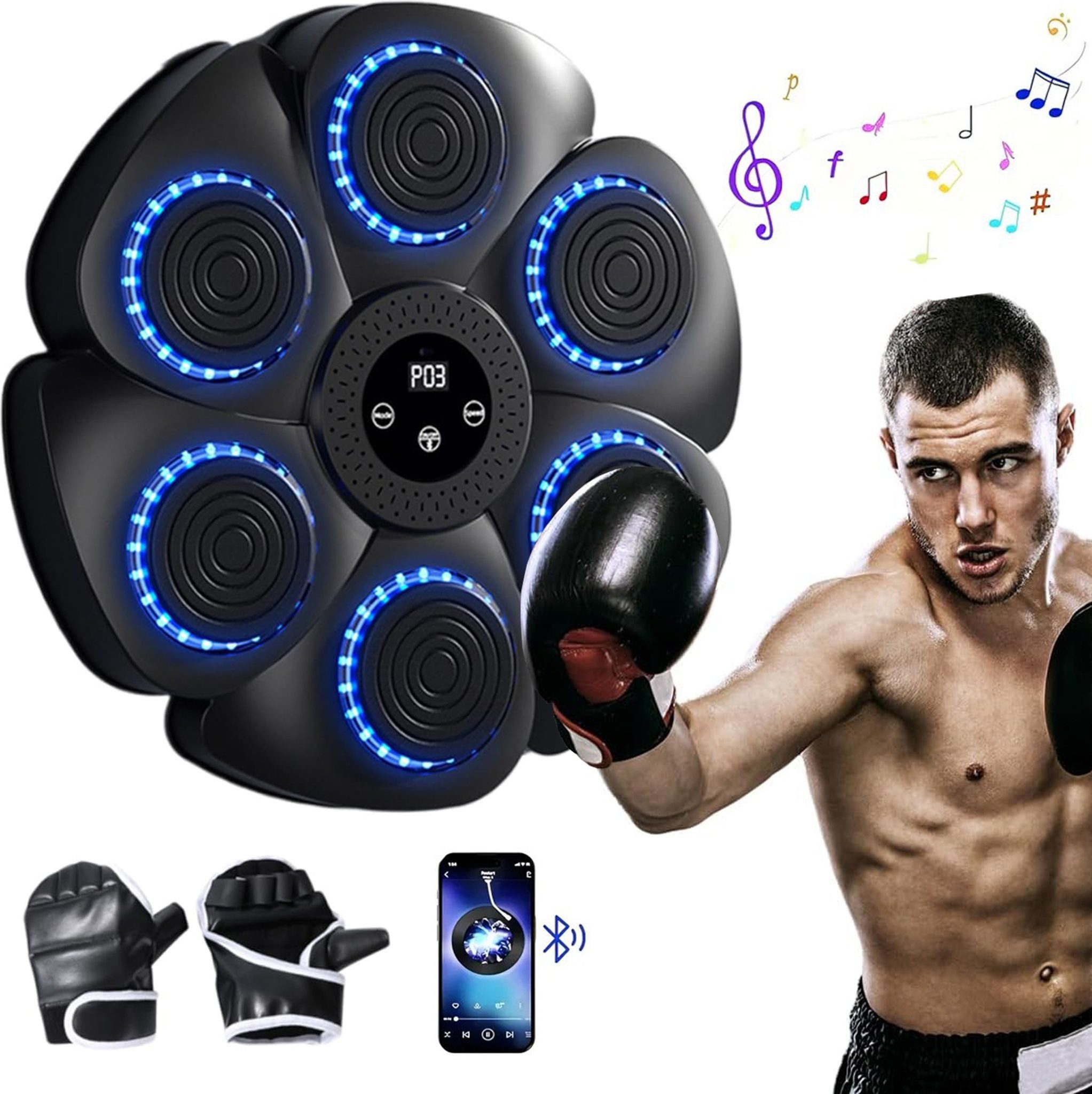 FELIXLEO Boxmaschine Boxmaschine mit Musik,elektronische Boxtrainingsmaschine Wandhalterung