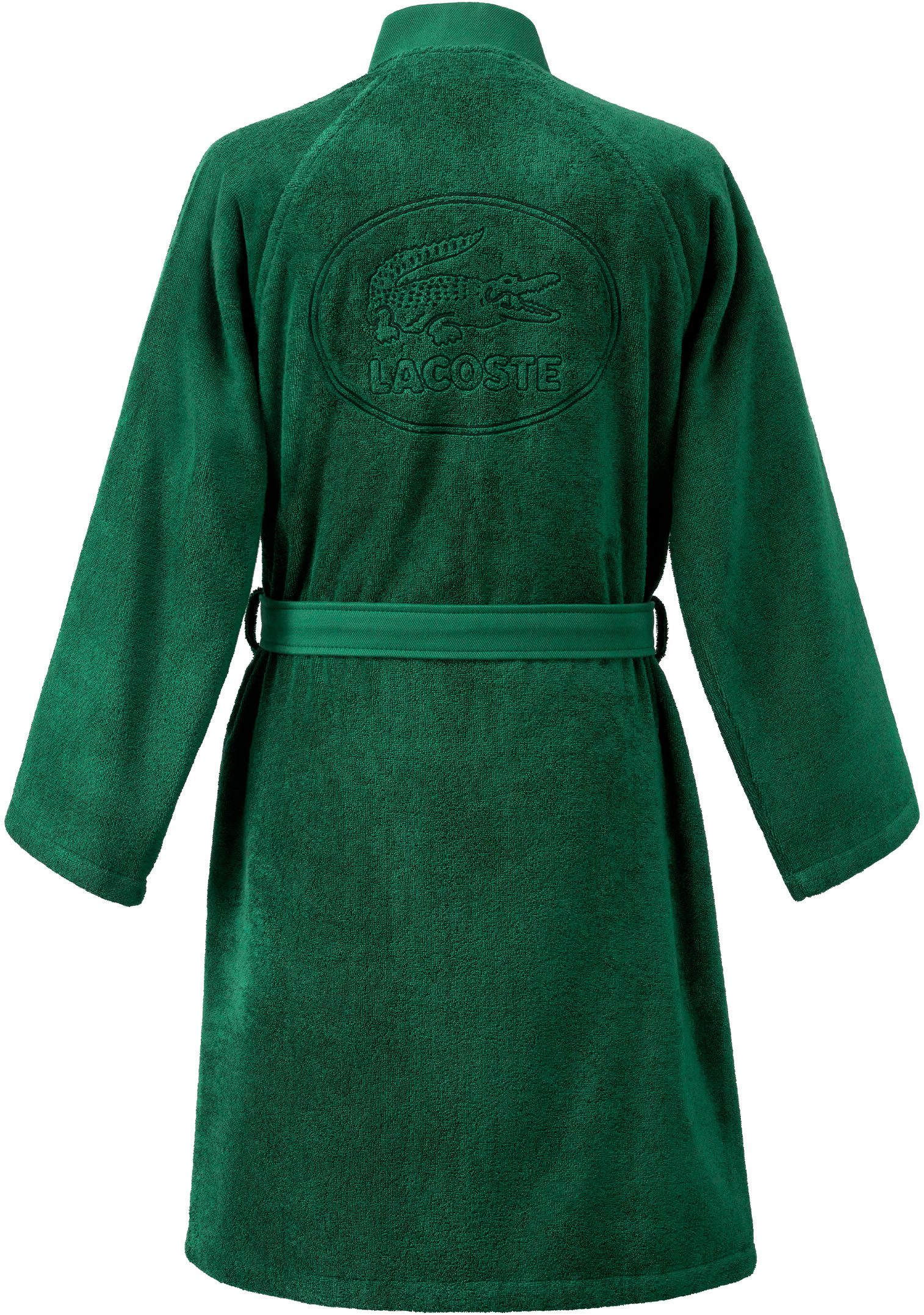 Lacoste Bademantel LDEFILE, Midilänge, Baumwolle, Kimono-Kragen, Gürtel, Mit Logo-Stickerei auf der Rückseite, aus 100% Baumwolle