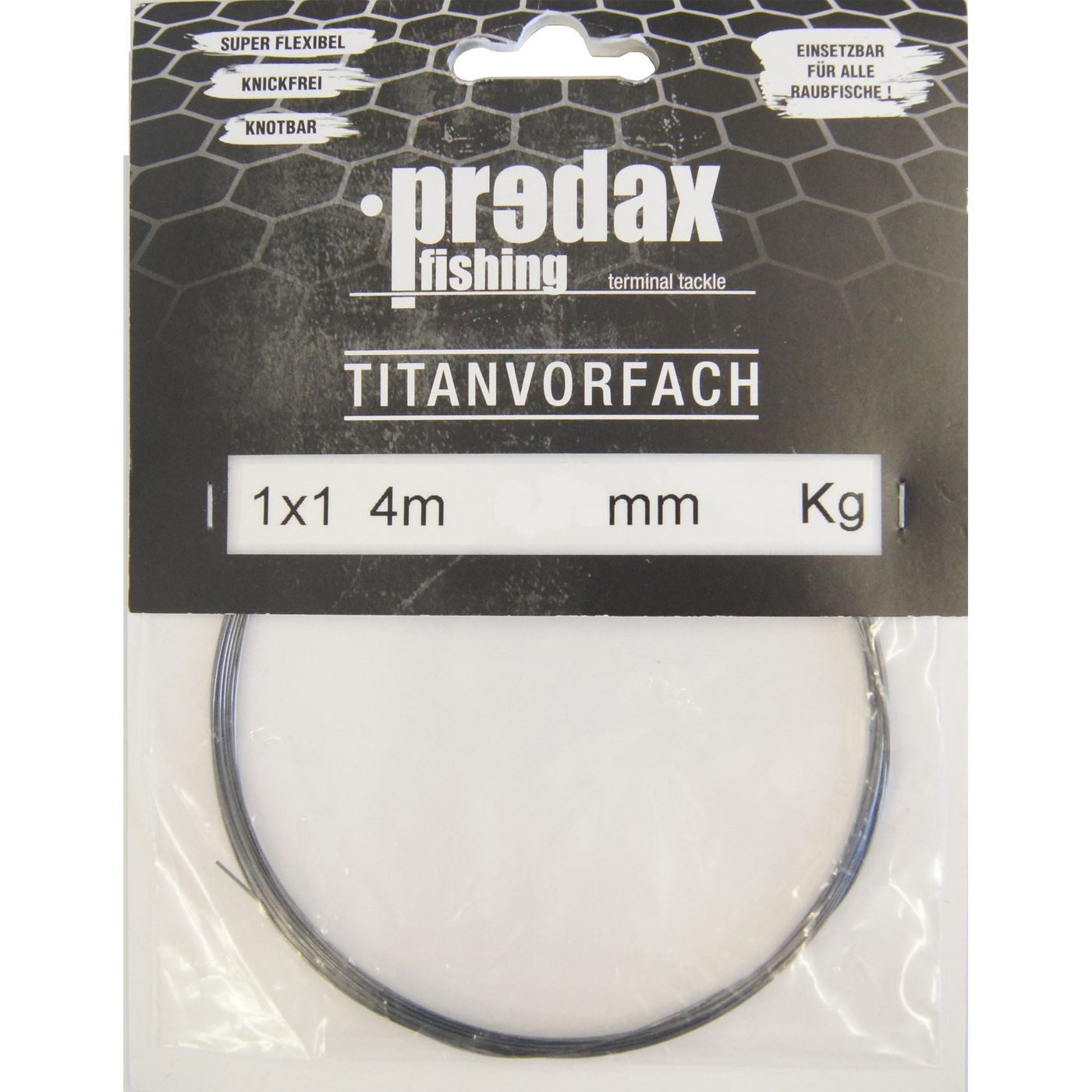 Vorfachschnur Predax Titanvorfach 1x1 schwarz 9kg 0,30mm - 4m Vorfachschnur