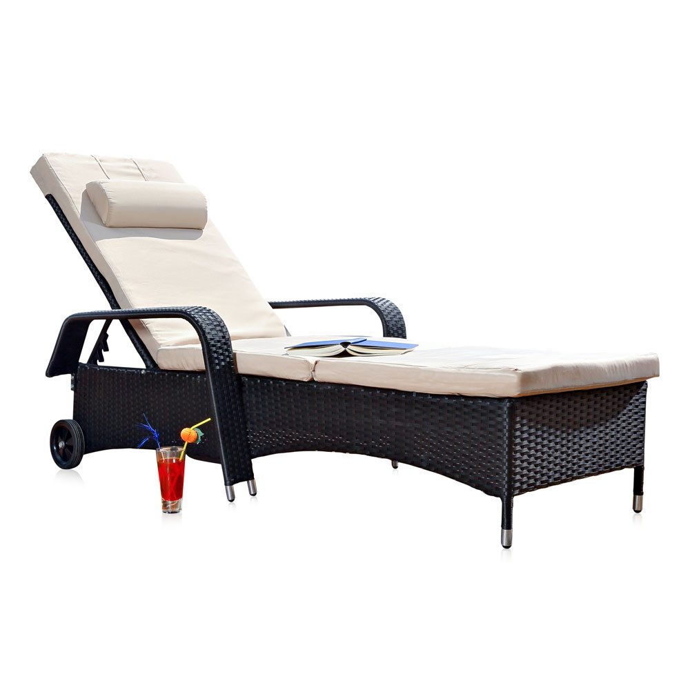 Mucola Gartenliege Rattan Sonnenliege Gartenliege Polyrattan günstig online kaufen