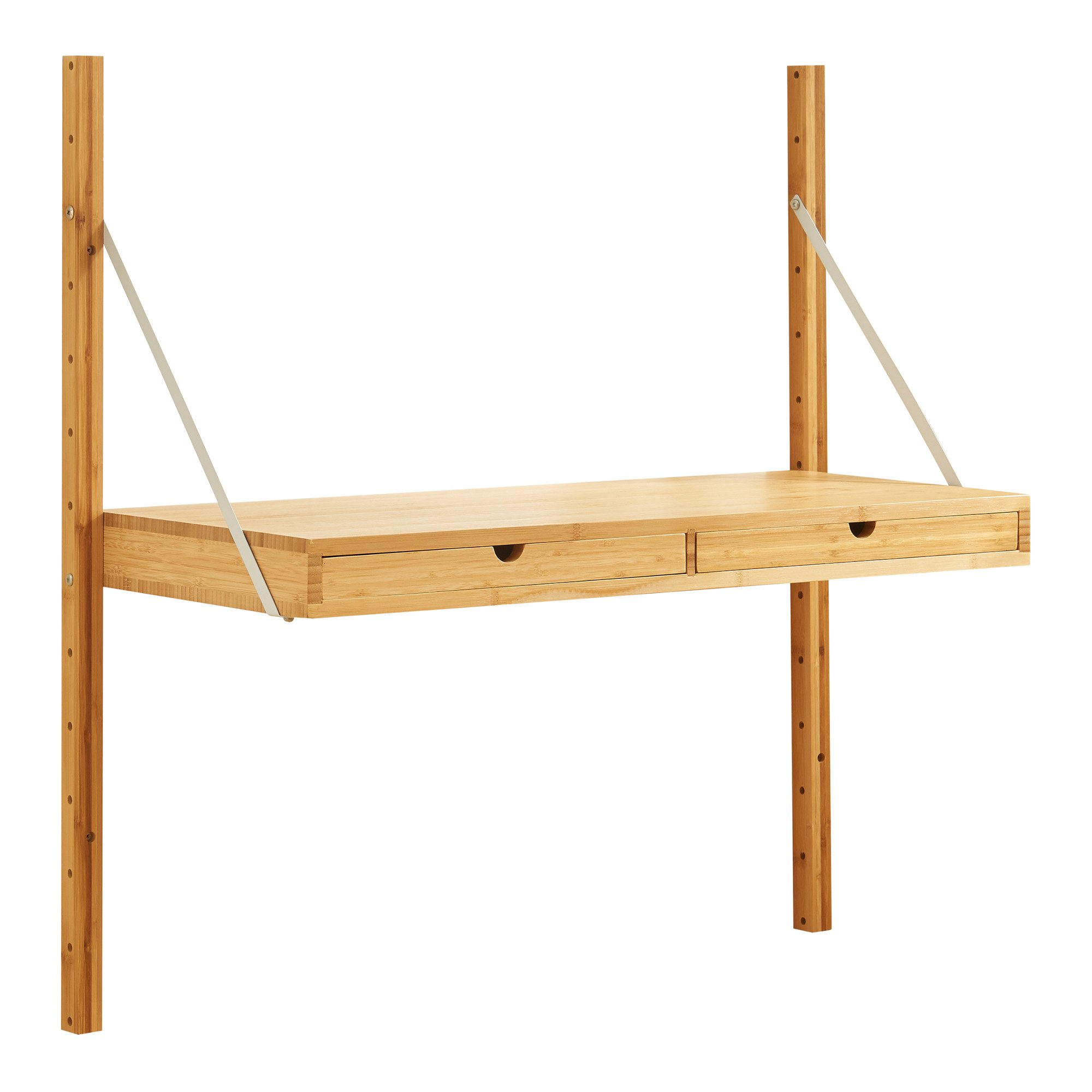 en.casa Wandregal, »Tingvoll« 2 Schubladen 85x85x36 cm Bambus günstig online kaufen