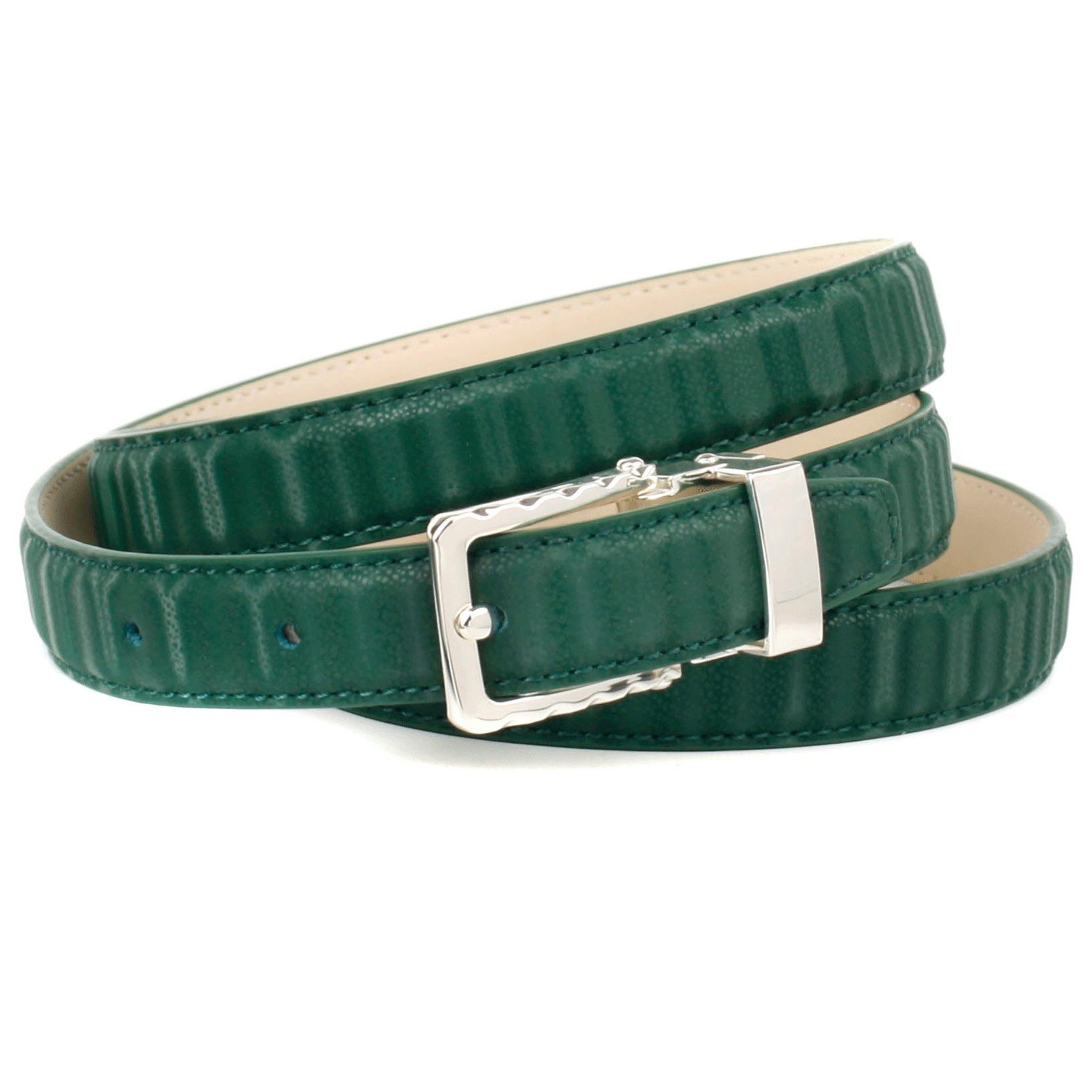 Anthoni Stilvoller Ledergürtel Schließe silberfarbener grün Crown Gürtel in mit