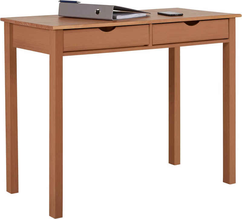 my home Schreibtisch »Gava«, aus massiven Kiefernholz, mit Griffmulden und praktische Stauraummöglichkeiten, in unterschiedlichen Farbvarianten, Breite 100 cm