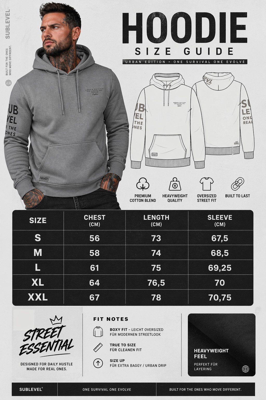 SUBLEVEL Kapuzenpullover Herren Zipper Hoody Jacke Pullover Hoodie Super Soft S-XXL Perfekte Passform Hochwertige Verarbeitung, Angenehm weich & bequem