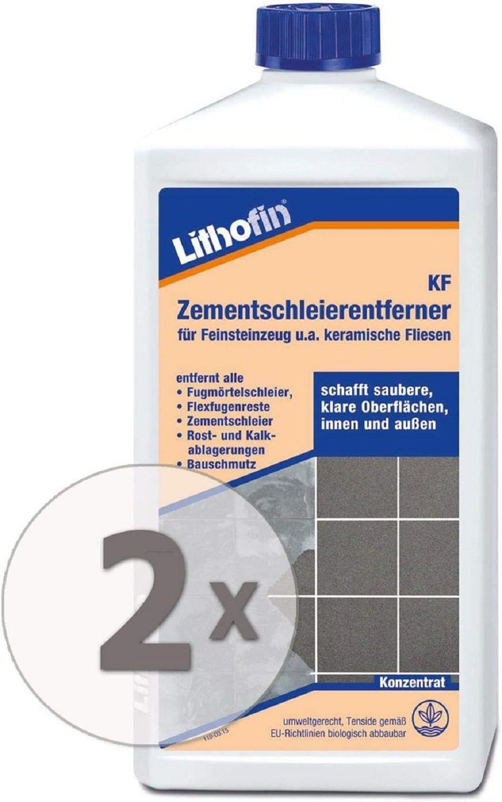 Lithofin Lithofin KF Zementschleierentferner 2 x 1 Liter Naturstein-Reiniger