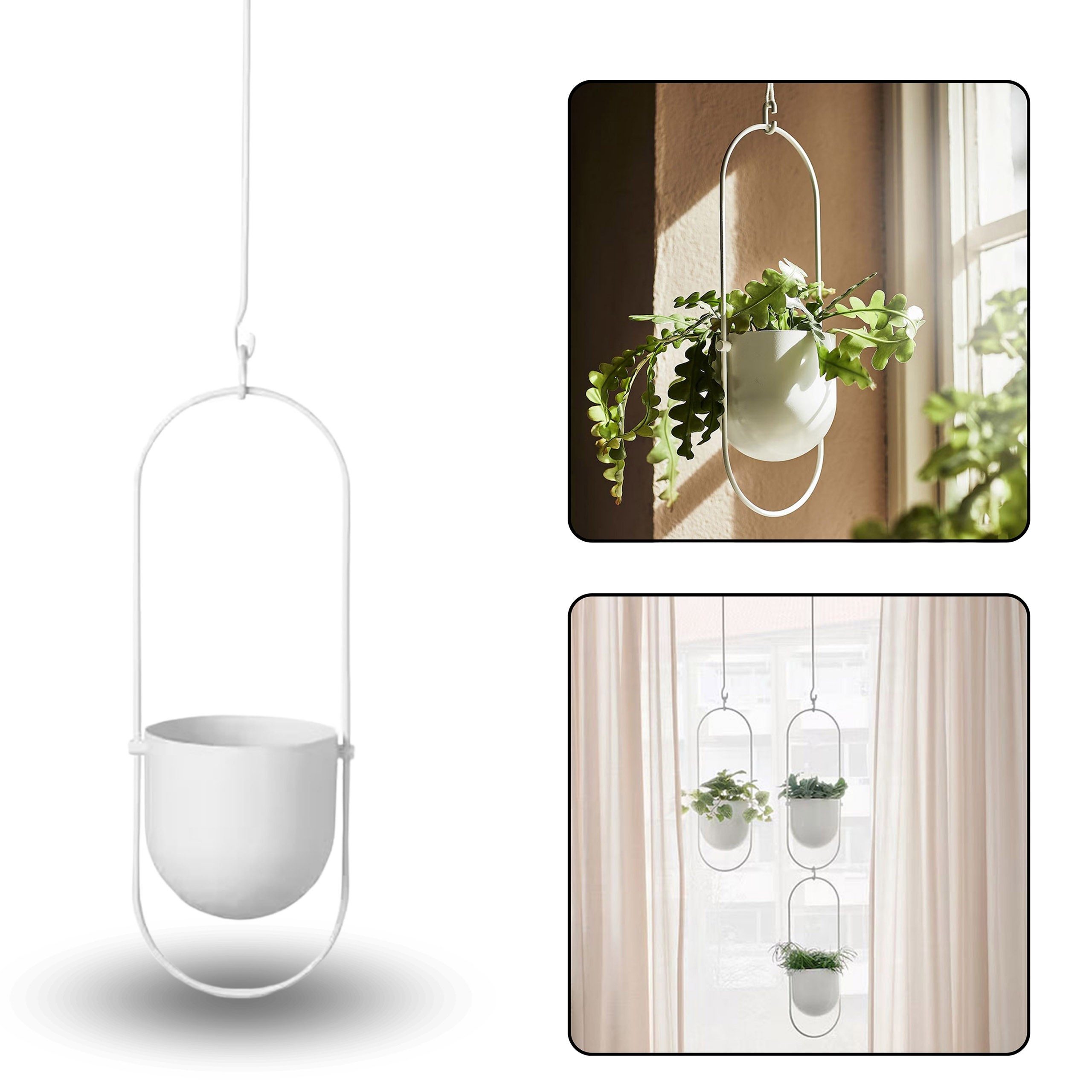 IKEA Blumentopf CHILISTRÅN Hängender Blumentopf, innen/außen weiß, 12 cm