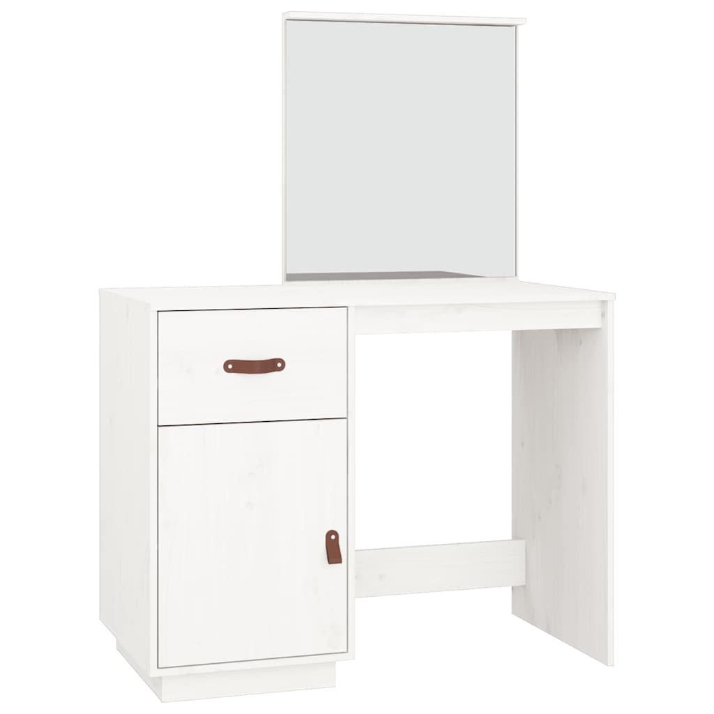 furnicato Schminktisch aus massivem Kiefernholz Weiß 95x50x134 cm (1-St)
