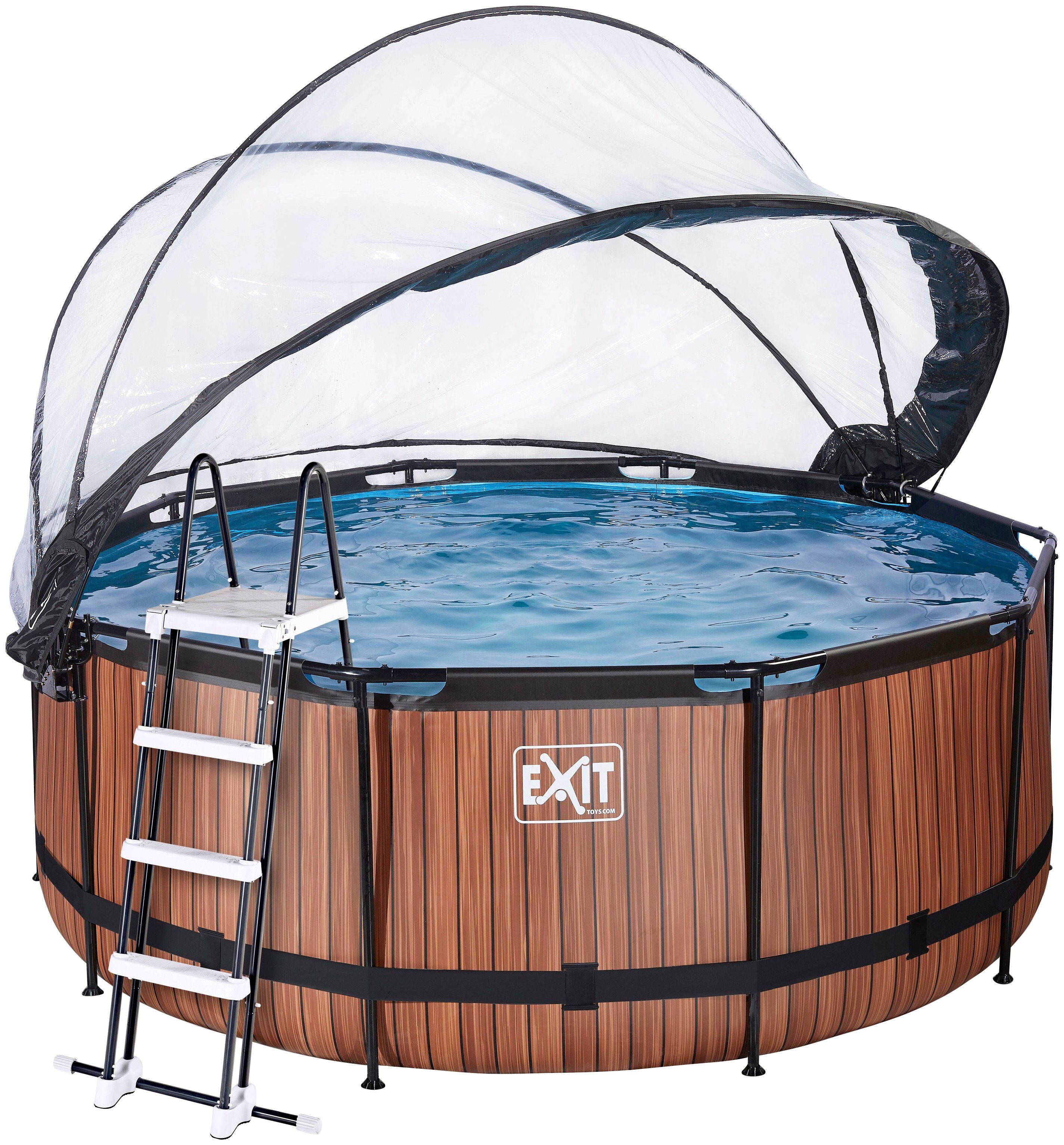EXIT Framepool inkl. multifunktionaler Abdeckung (Set, 4-tlg), ØxH: 360x122 cm, mit Sandfilteranlage & Sicherheitsleiter