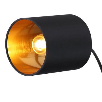 etc-shop Stehlampe, Leuchtmittel nicht inklusive, Design Standleuchte 5 flammig Textilschirme schwarz gold