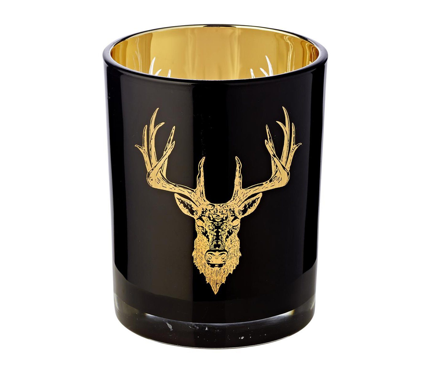 EDZARD Windlicht »Tom«, Kerzenglas mit Hirsch-Motiv in Gold-Optik,  Teelichtglas für Teelichter, Höhe 13 cm, Ø 10 cm online kaufen | OTTO