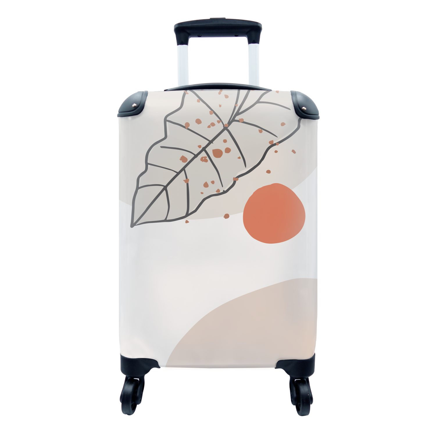 MuchoWow Handgepäckkoffer Sommer - Laub - Weiß - Orange, 4 Rollen, Reisetasche mit rollen, Handgepäck für Ferien, Trolley, Reisekoffer