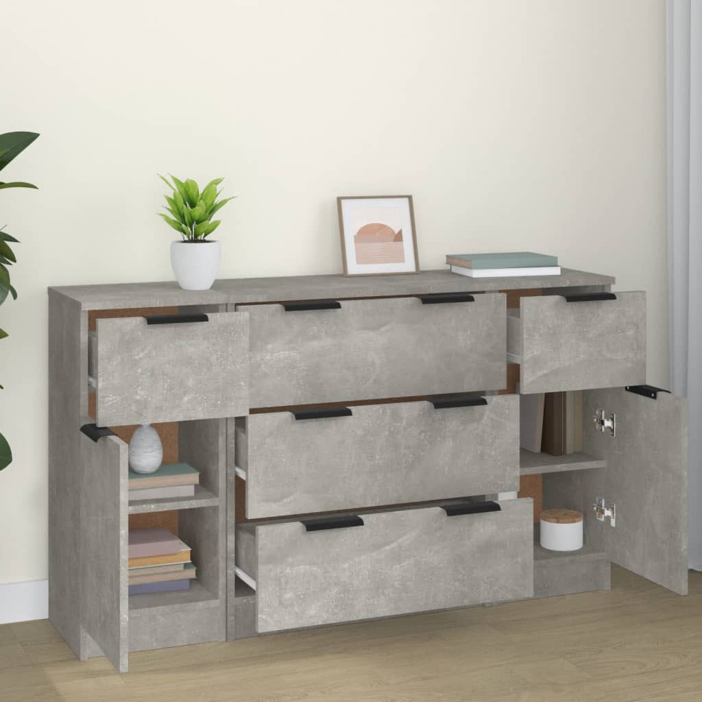 vidaXL Sideboard 3-tlg. Sideboard-Set Betongrau Holzwerkstoff günstig online kaufen