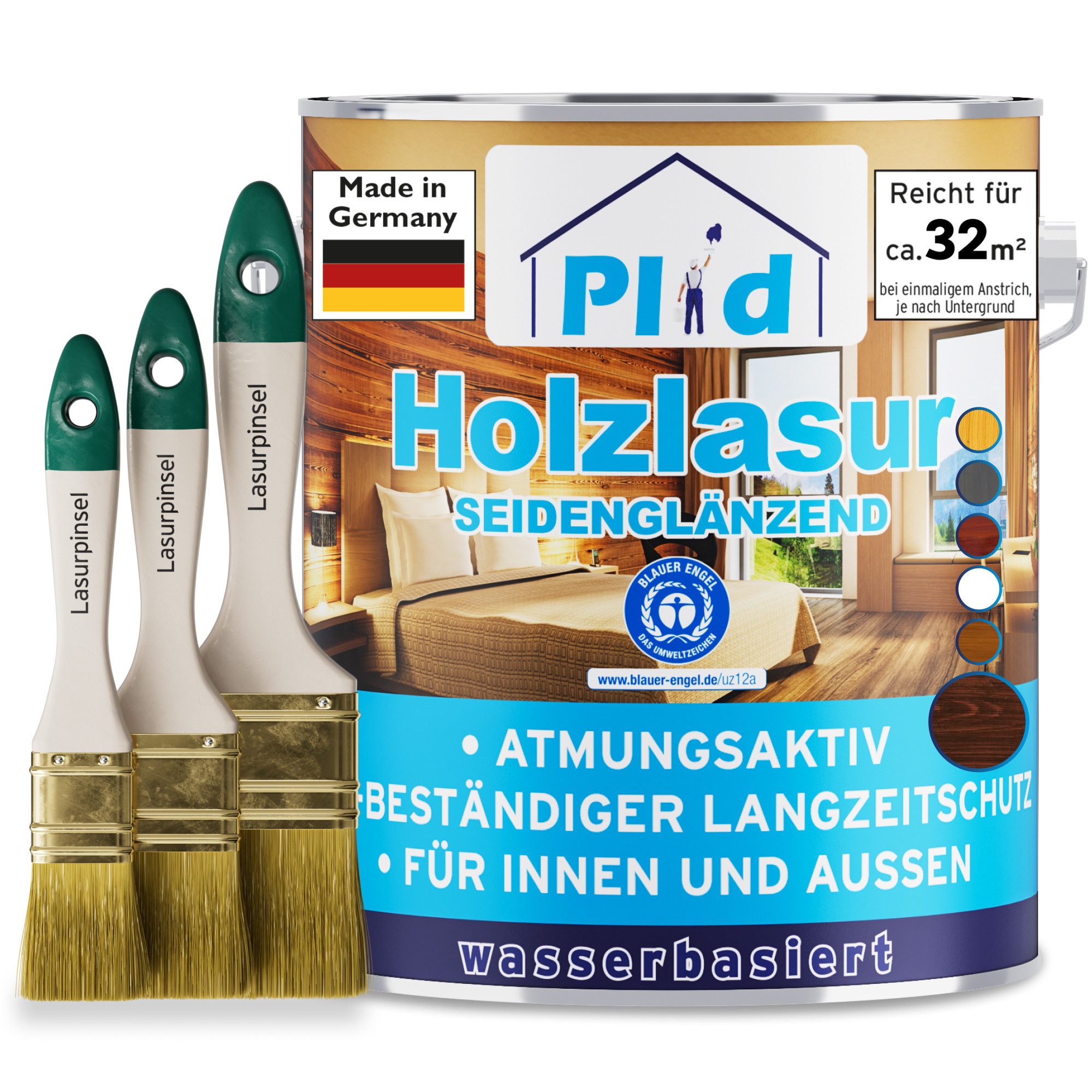 plid Holzschutzlasur Premium Holzlasur Holzschutzlasur Holzschutz Lasurpinsel, Schnelltrocknend