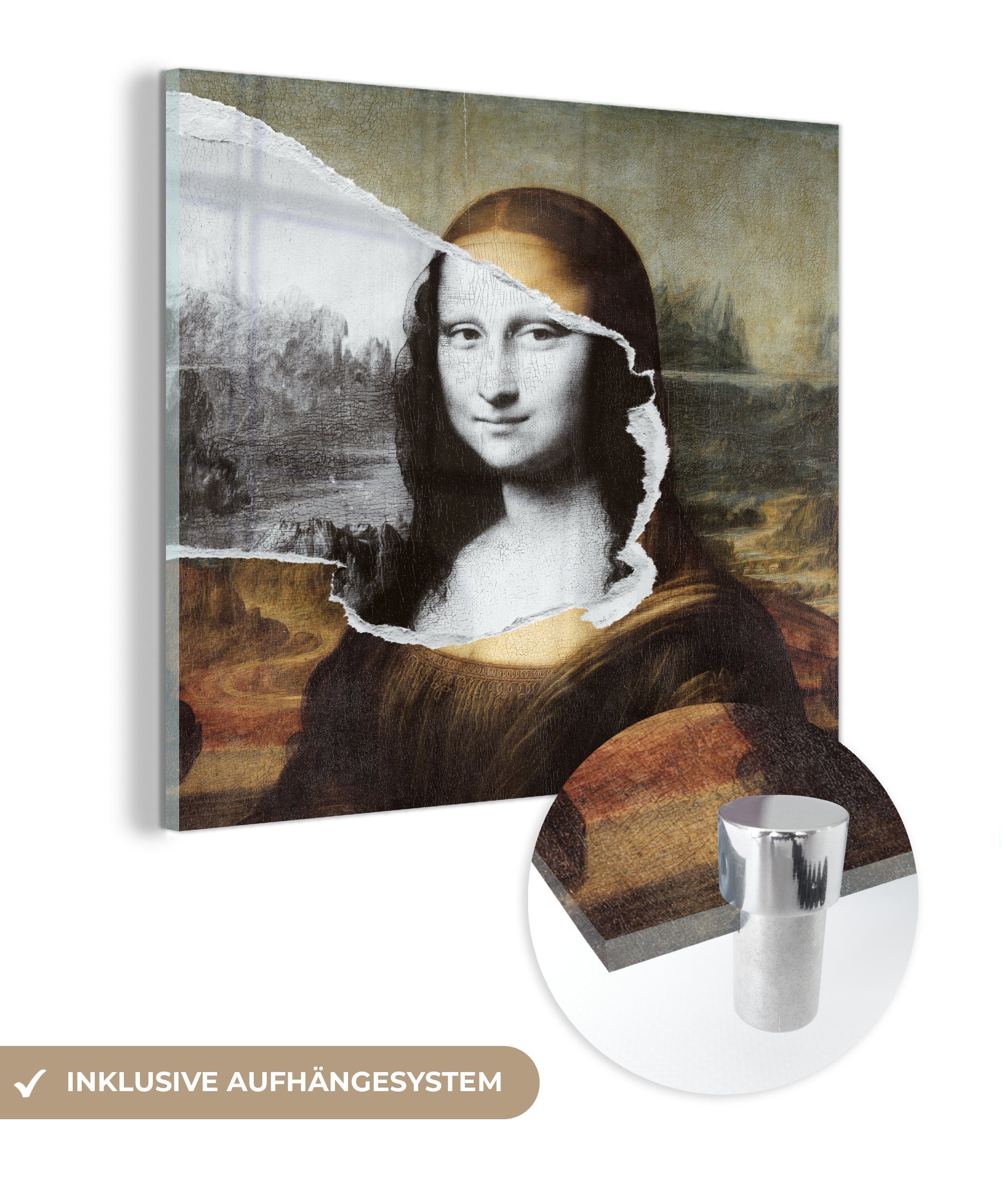 MuchoWow Acrylglasbild Mona Foto Lisa Bilder auf - Glasbilder - - Meister, St), Da Glas Glas Vinci Alte - Wandbild Wanddekoration (1 - auf