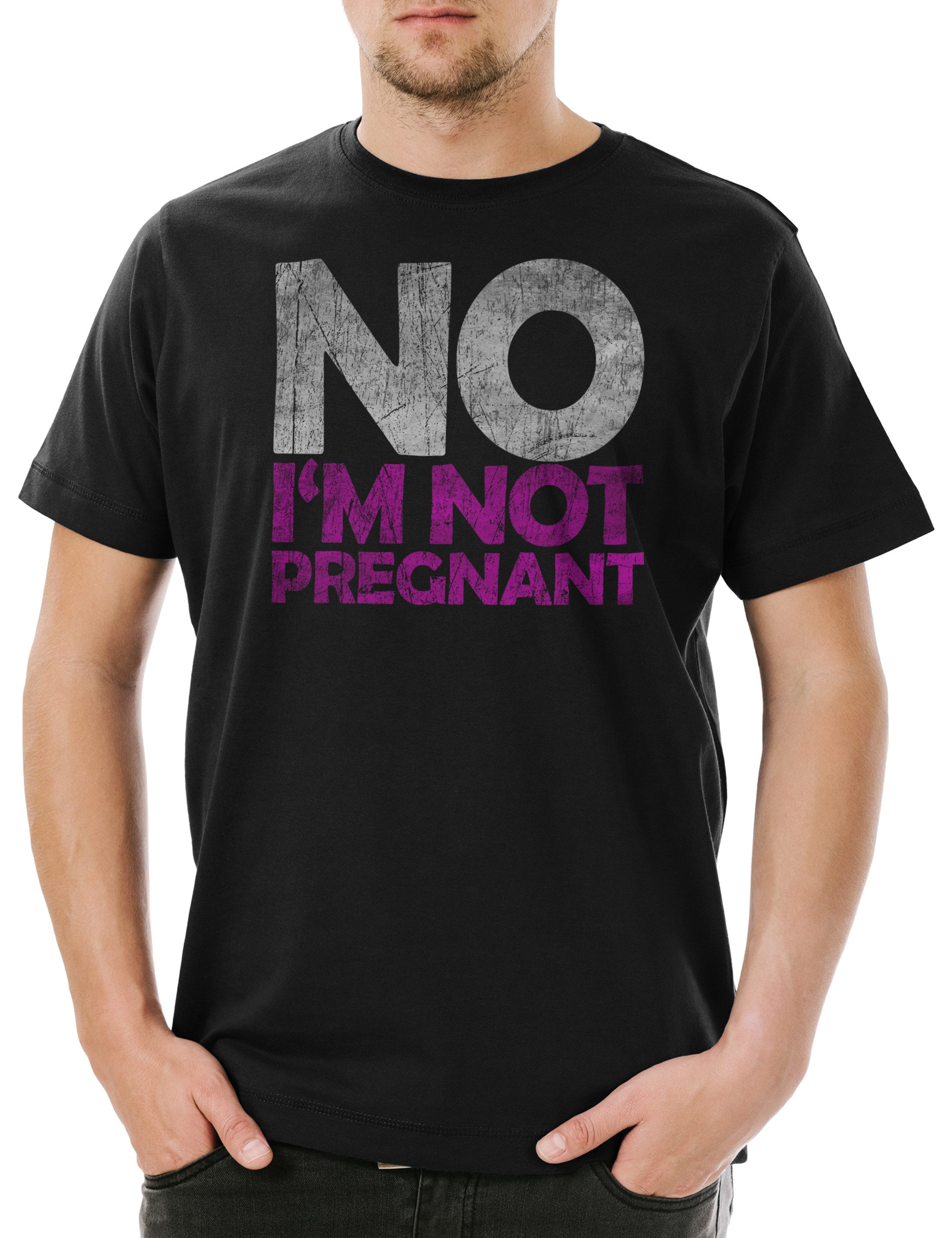 Urban Backwoods Print-Shirt No I'm Not Pregnant Herren T-Shirt Dick Dicke Nicht Schwanger Stolz (1-tlg) Übergewicht Chubby Pride Fat