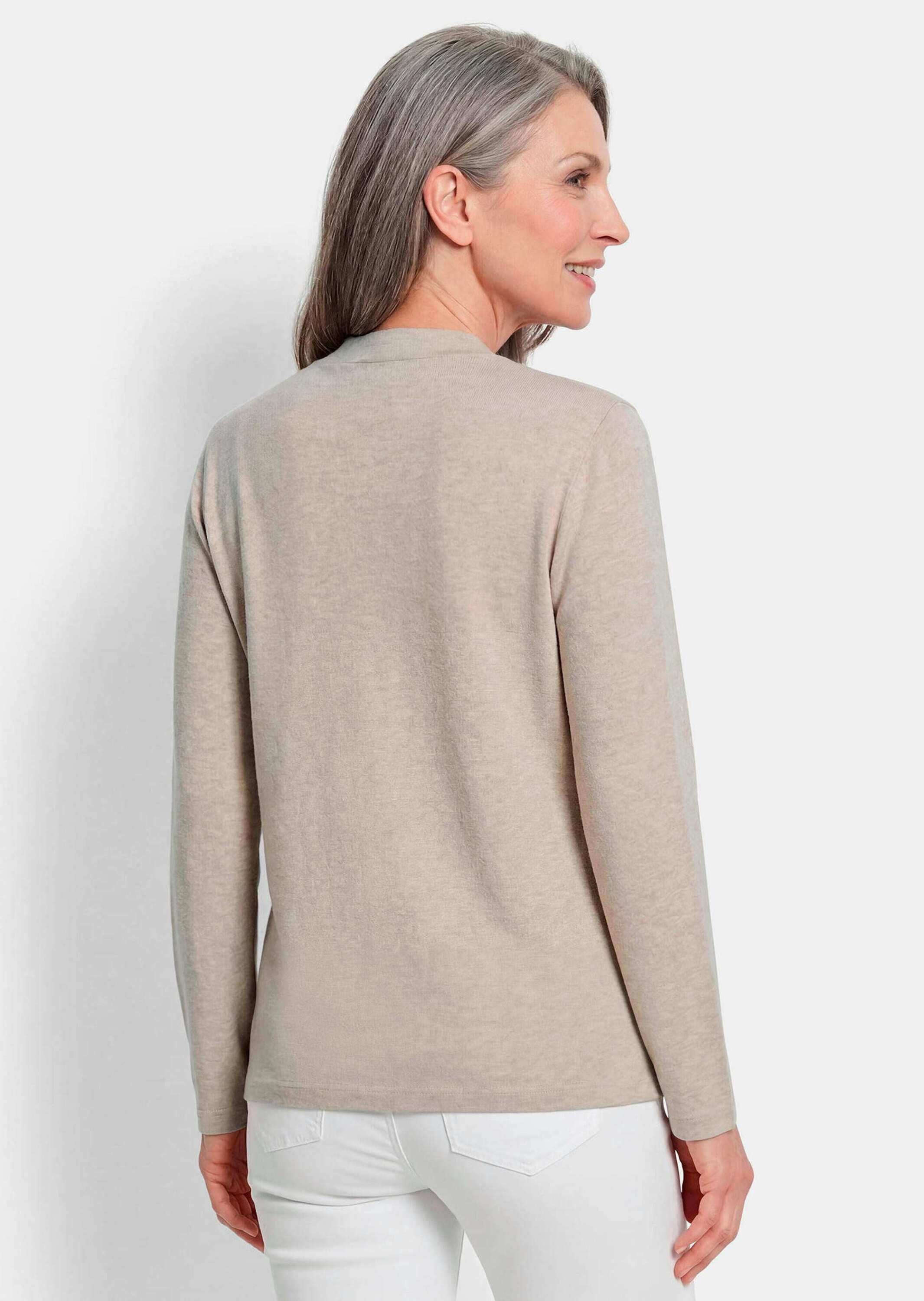 GOLDNER T-Shirt Kurzgröße: Baumwollshirt mit Langarm Weiches Jerseyshirt aus Baumwolle, mit Stehkragen und Langarm