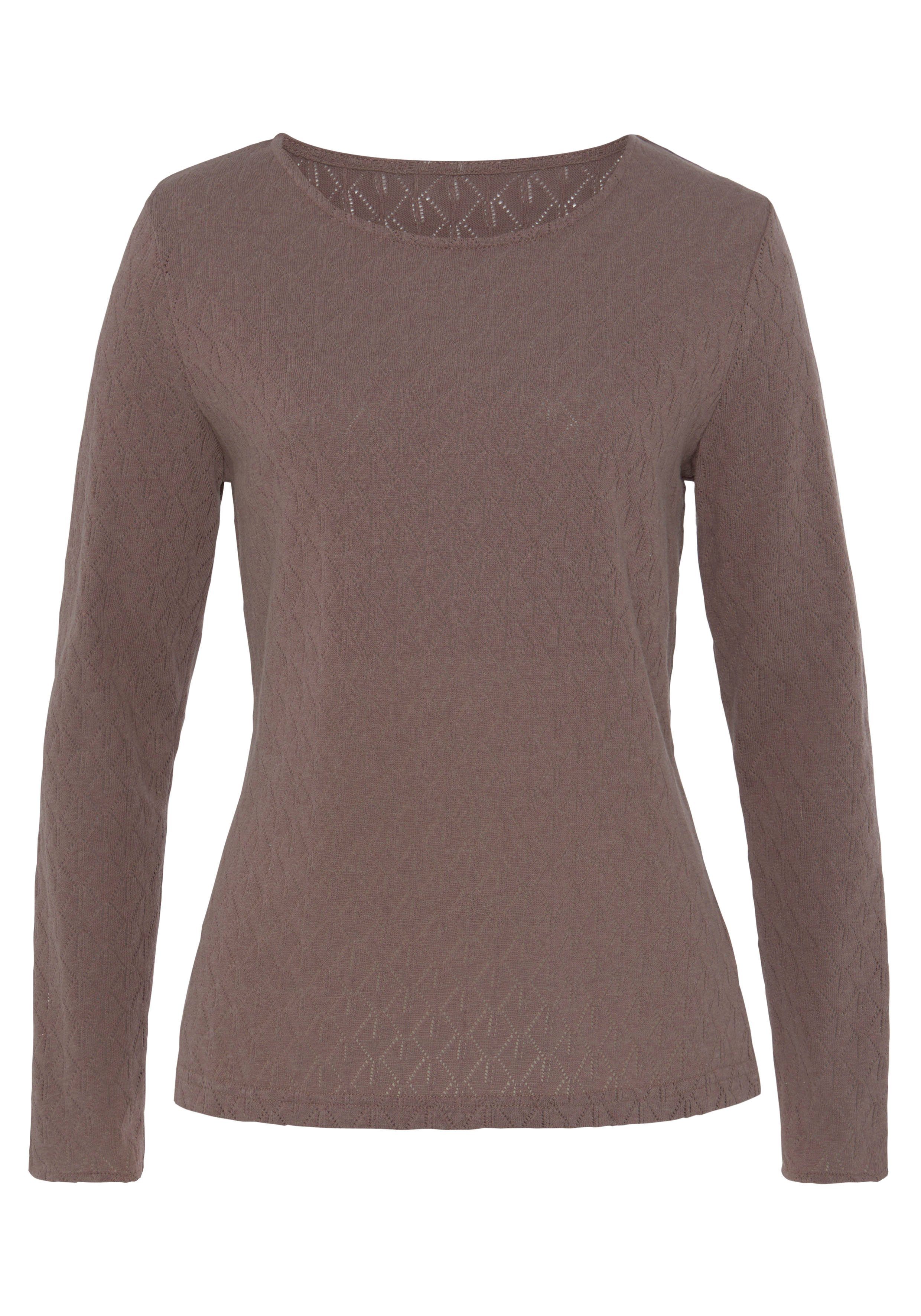 Vivance by Lascana Langarmshirt aus leichtem Feinstrick mit Ajourmuster – Bild 2 von 5