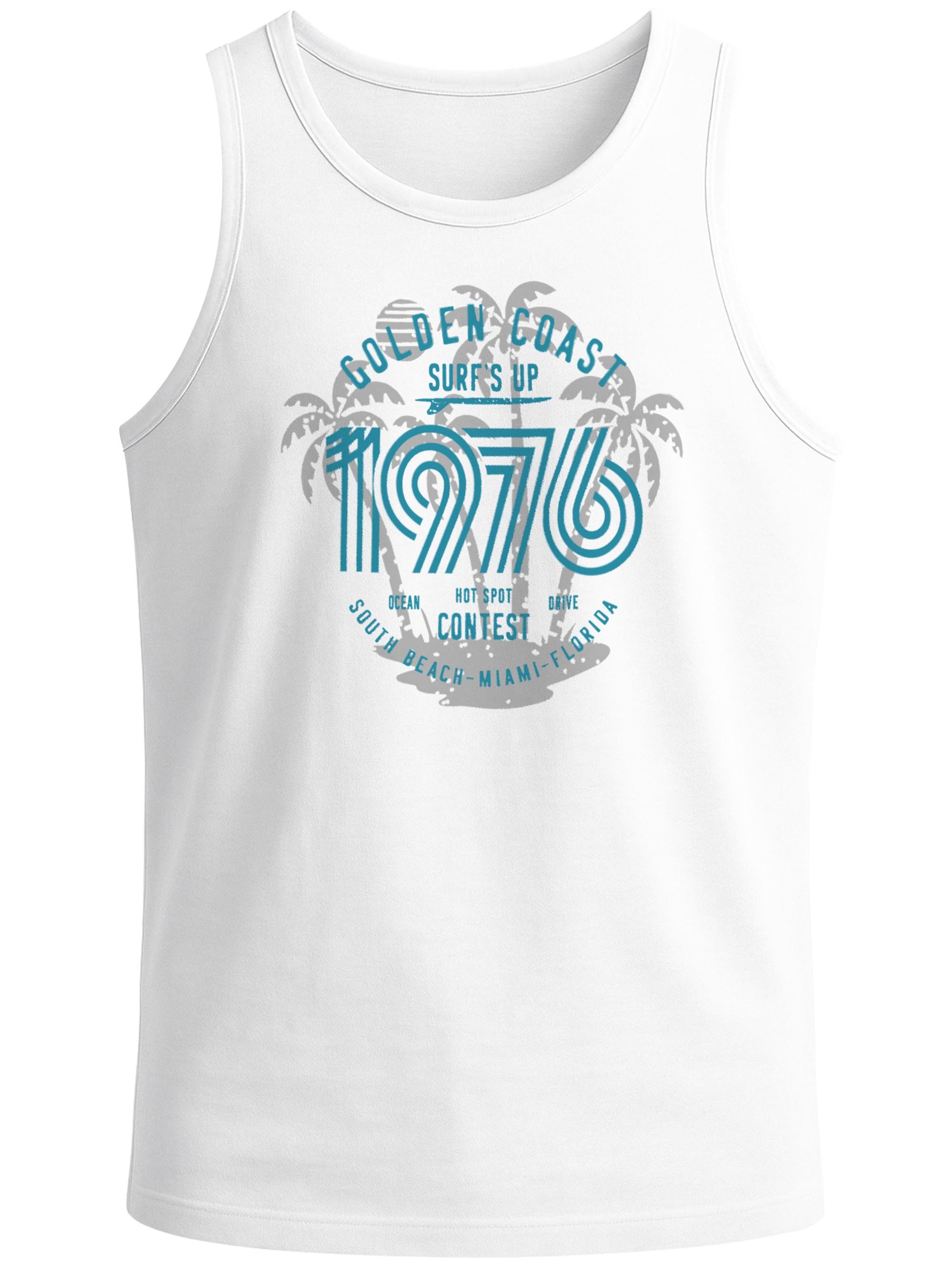 Neverless Tanktop Herren Tank-Top Surf Design Retro Style Schriftzug Golden Coast Miami mit Print – Bild 4 von 5