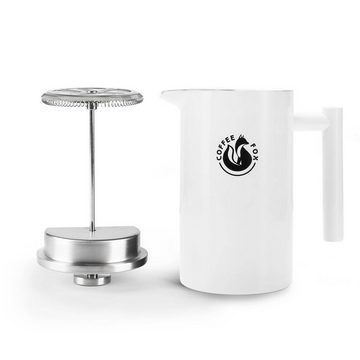 Coffee Fox French Press Kanne Kaffeekanne aus doppelwandigem Edelstahl, Pressfilterkanne Französische Kaffeepresse