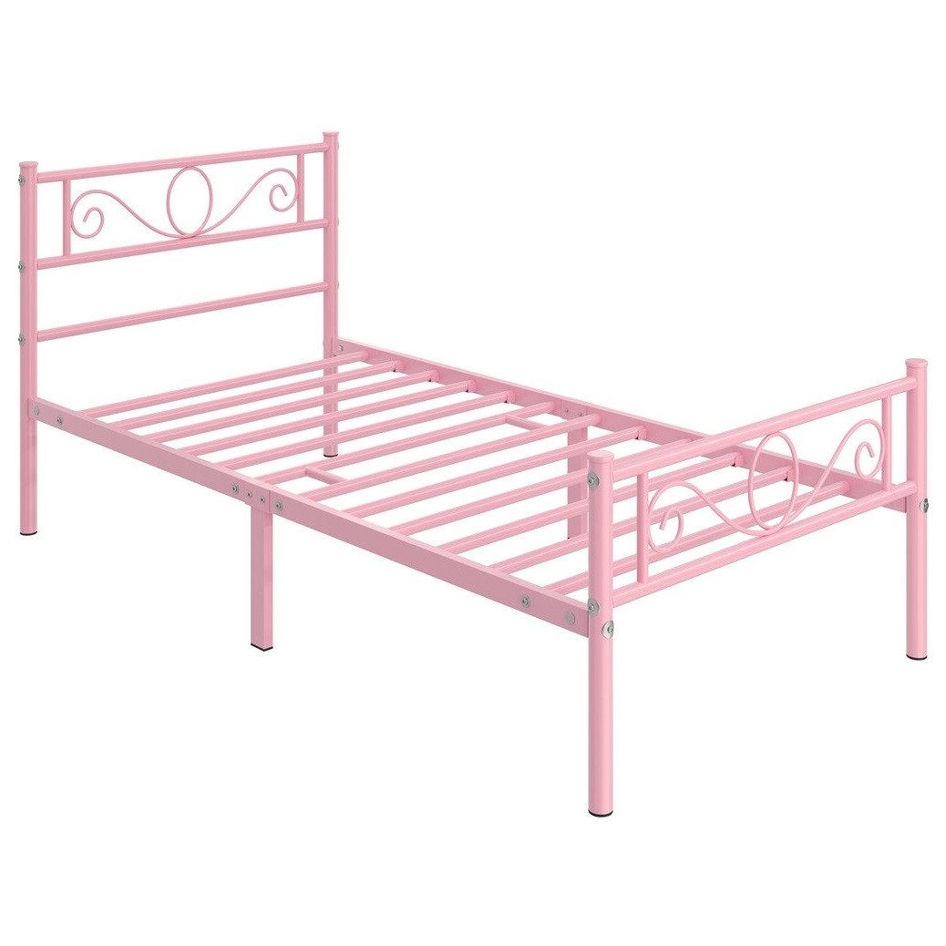 Yaheetech Bettgestell Metallbett mit Kopfteil, Einzelbett/Doppelbett günstig online kaufen