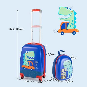 COSTWAY Kinderkoffer Reisegepäck, 2tlg Kinderkoffer + Rucksack
