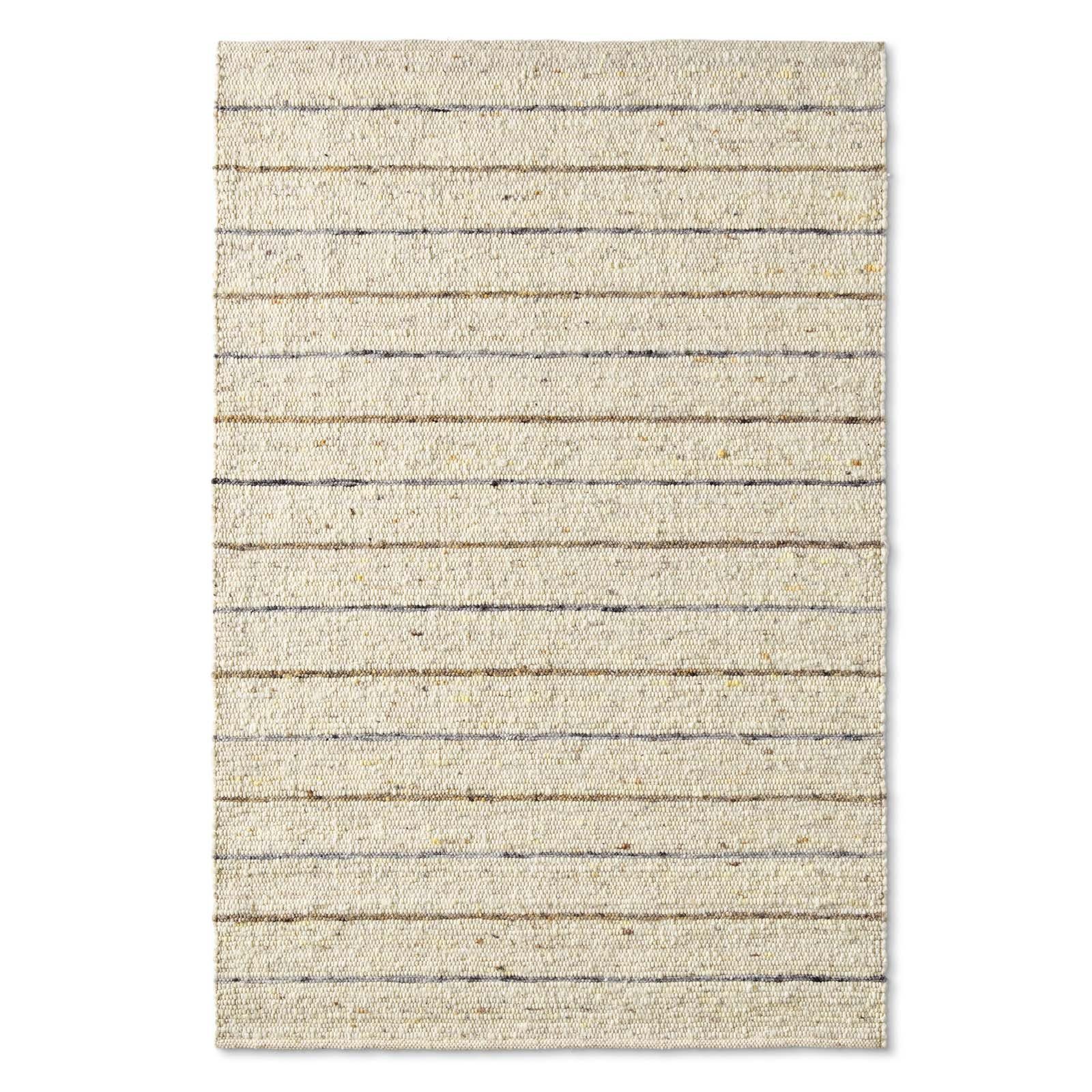 TaCa Home Wollteppich Handweb Woll-Teppich gestreift, rechteckig, Höhe: 12 mm, nachhaltige Schurwolle Wohnzimmer Schlafzimmer, Grau - 70 x 130 cm