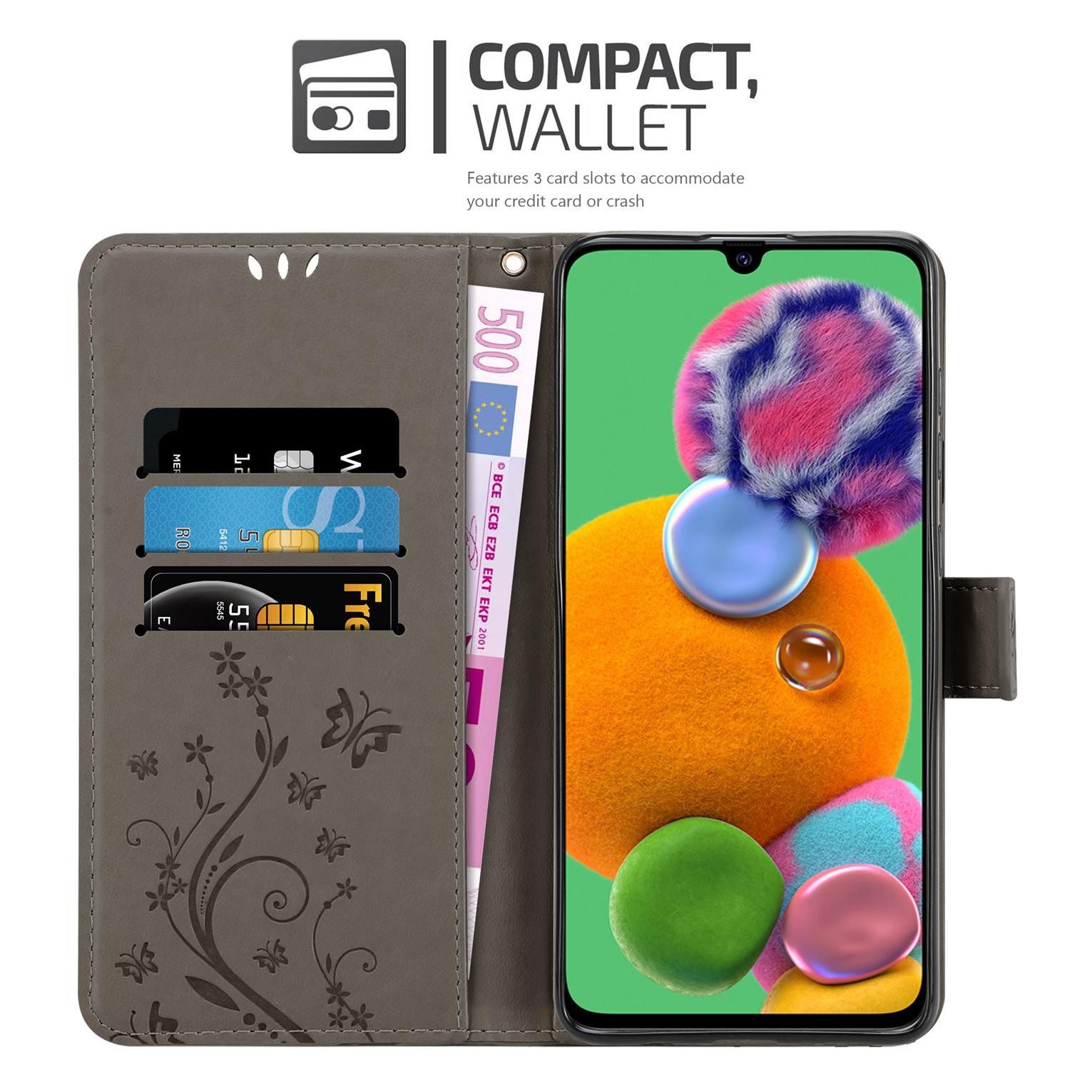 Cadorabo Handyhülle für Samsung Galaxy A90 5G Hülle Samsung Galaxy A90 5G, Hülle Schutzhülle Blumen Flower mit Standfunktion Kartenfach Magnet