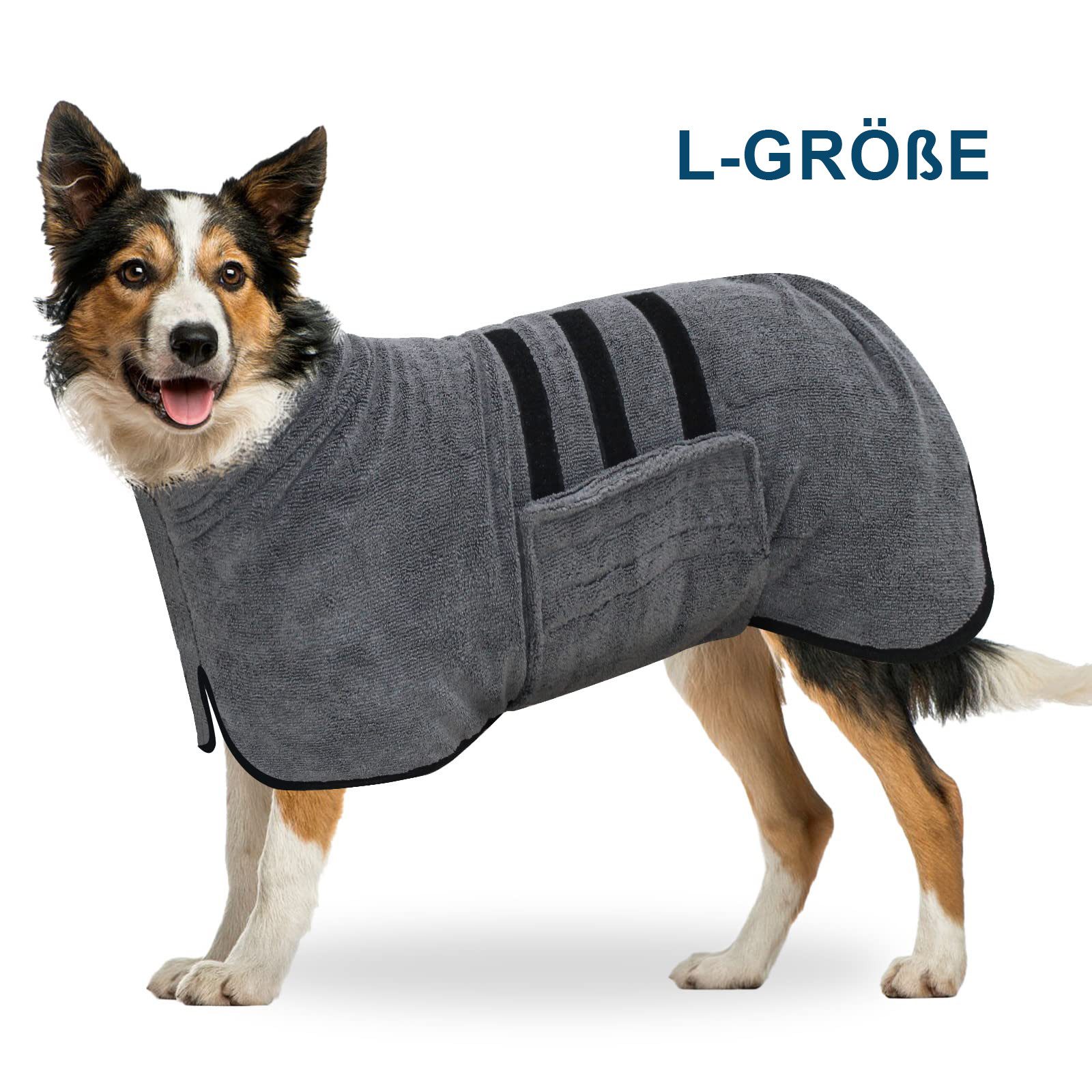 HAUSS SPOLE Hundebademantel Bademantel Schnell trocknend Hundepflege Zubehör mit Klettverschluss, verstellbar maschinenwaschbar und pflegeleicht für Hunde jeder Größe