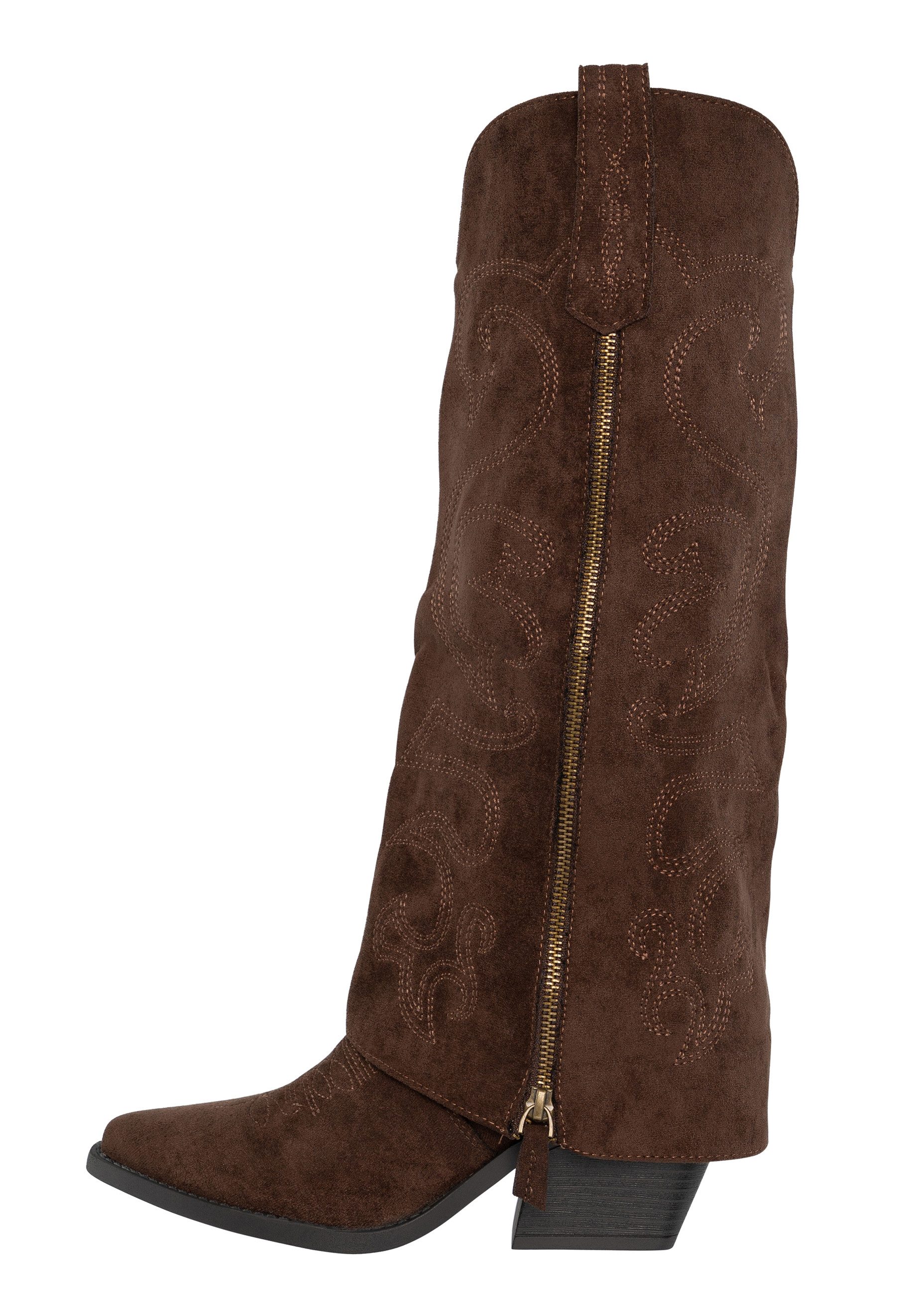 Salinyang – Damen Westernstiefel mit Overlay-Schaft und Stickereien Cowboystiefel