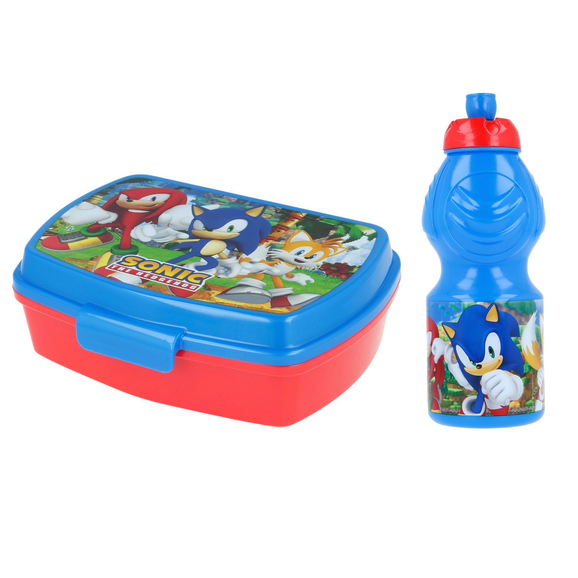 the (2-tlg) - SEGA Sonic Trinkflasche, Sonic und teiliges Lunch Brotdose - Set Lunchbox Hedgehog 2