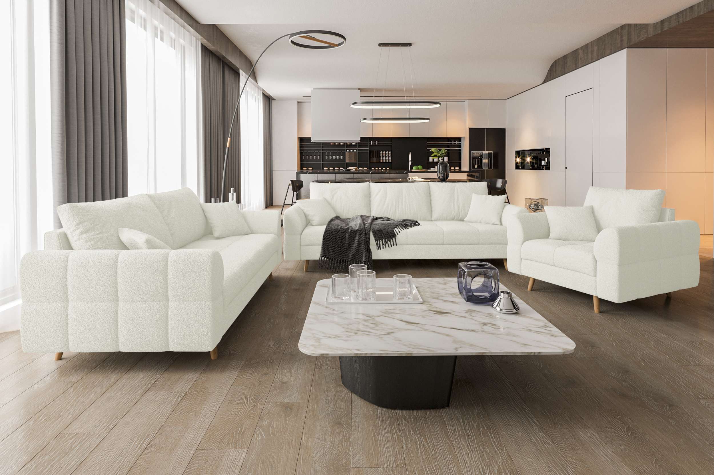 99rooms Polstergarnitur Bello, (Couchgarnitur, Set (3-tlg), günstig online kaufen