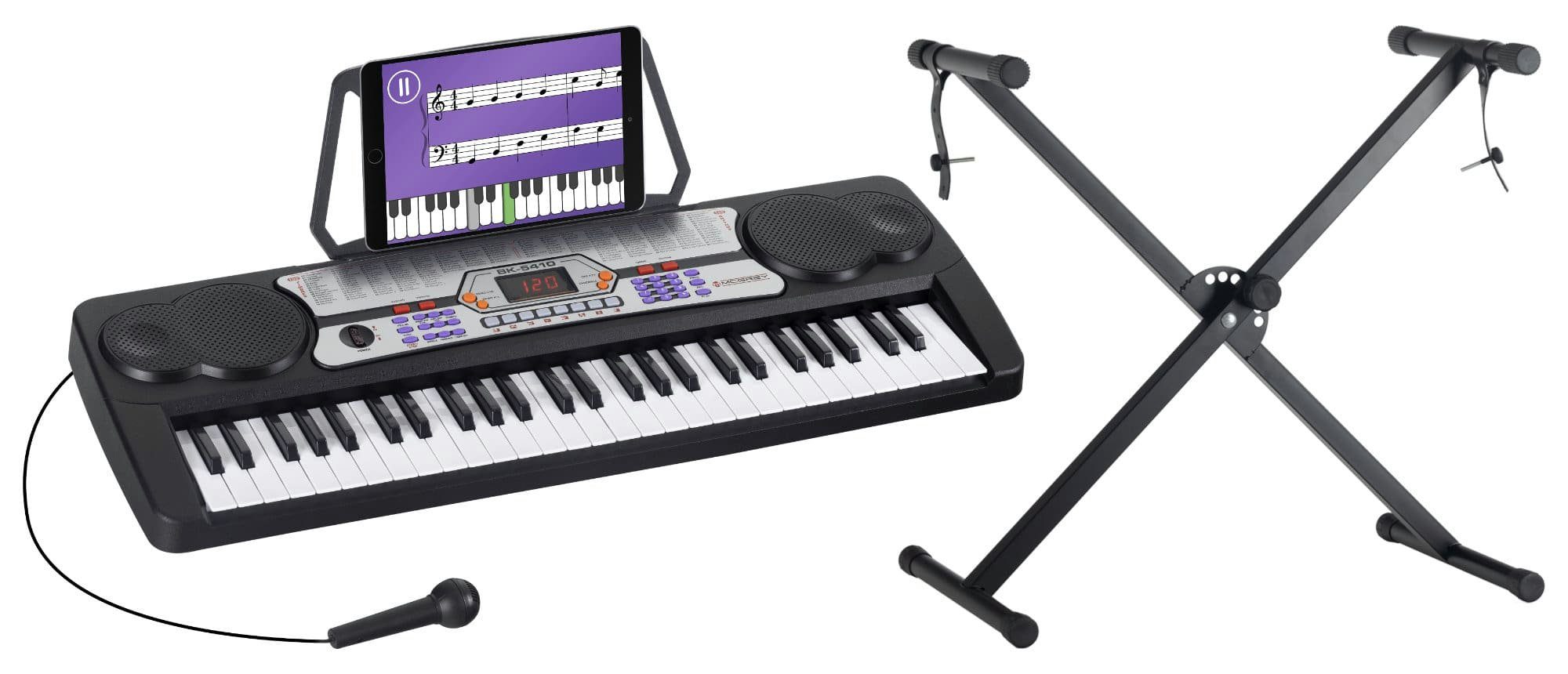 McGrey Home Keyboard BK-5410 Keyboard Mini-Ständer Set - Einsteiger-Keyboard mit 54 Tasten, (100 Sounds & Rhythmen - umfangreiche Lernfunktion, 3 tlg., Inkl. Ständer, Mikrofon und Notenhalter), mit Guide Funktion: One Key / Ensemble
