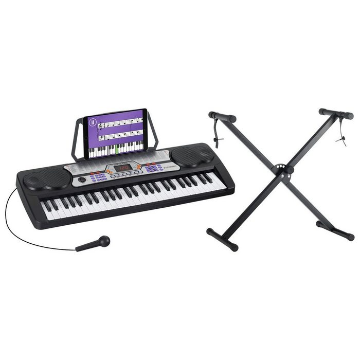McGrey Home Keyboard BK-5410 Keyboard Mini-Ständer Set - Einsteiger-Keyboard mit 54 Tasten (100 Sounds & Rhythmen - umfangreiche Lernfunktion 3 tlg. Inkl. Ständer Mikrofon und Notenhalter) mit Guide Funktion: One Key / Ensemble