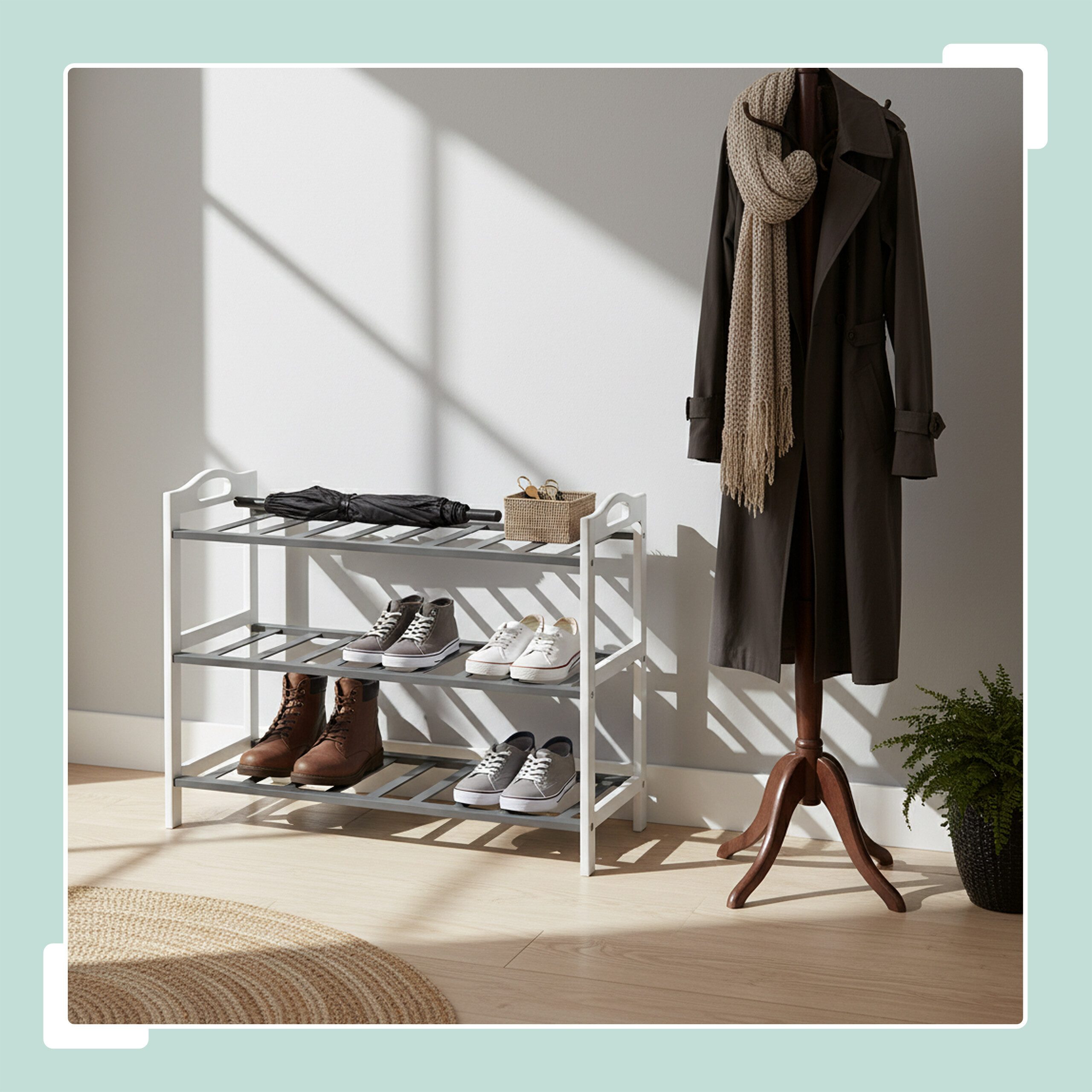 relaxdays Schuhregal aus Bambus, Weiss-grau günstig online kaufen