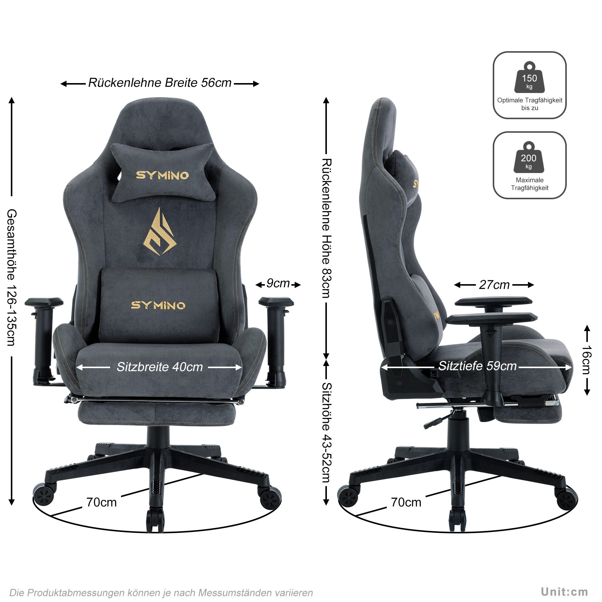symino Gaming-Stuhl Drehstuhl, verstellbare Armlehnen und Rückenlehne, Memo günstig online kaufen