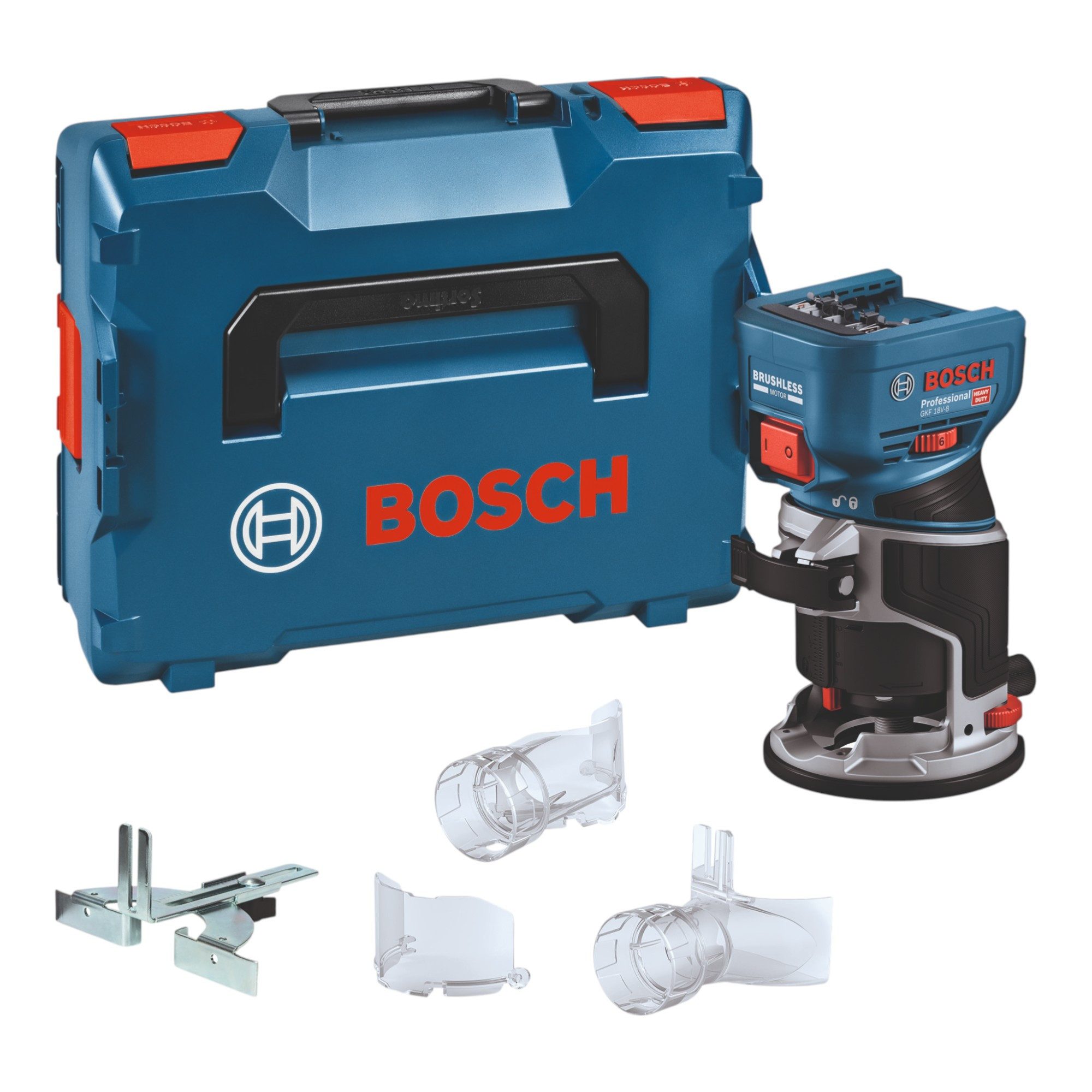 Bosch Professional Oberfräse GKF 18V-8 Professional 18 V 8,0 mm Brushless (06016C2001) + L-Boxx