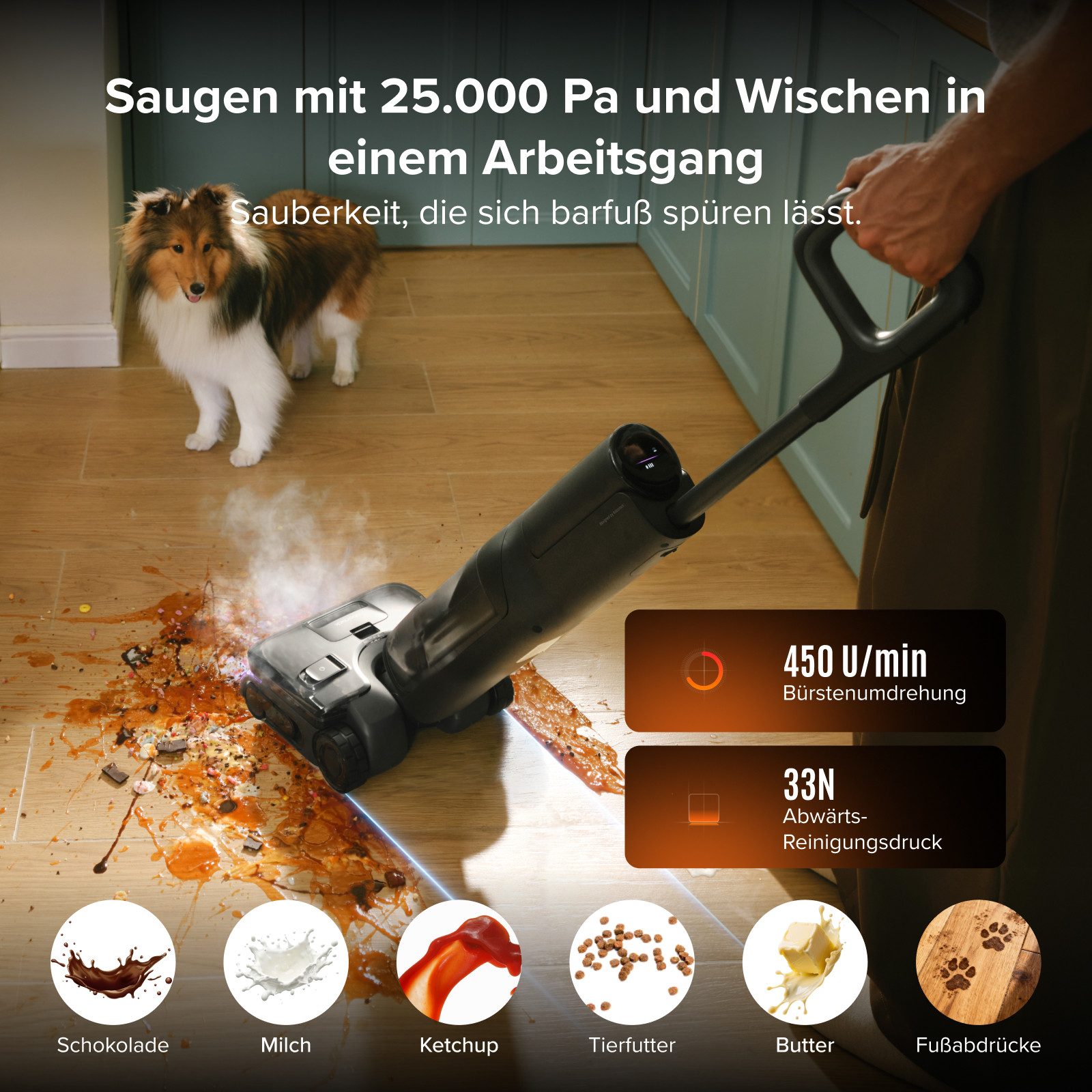 Roborock Nass-Trocken-Sauger F25 Steam Dampfreiniger mit 25.000 Pa Saugleistung, 280 W, beutellos, Steam-Modus, 95 °C Selbstreinigung und 95 °C Trocknung