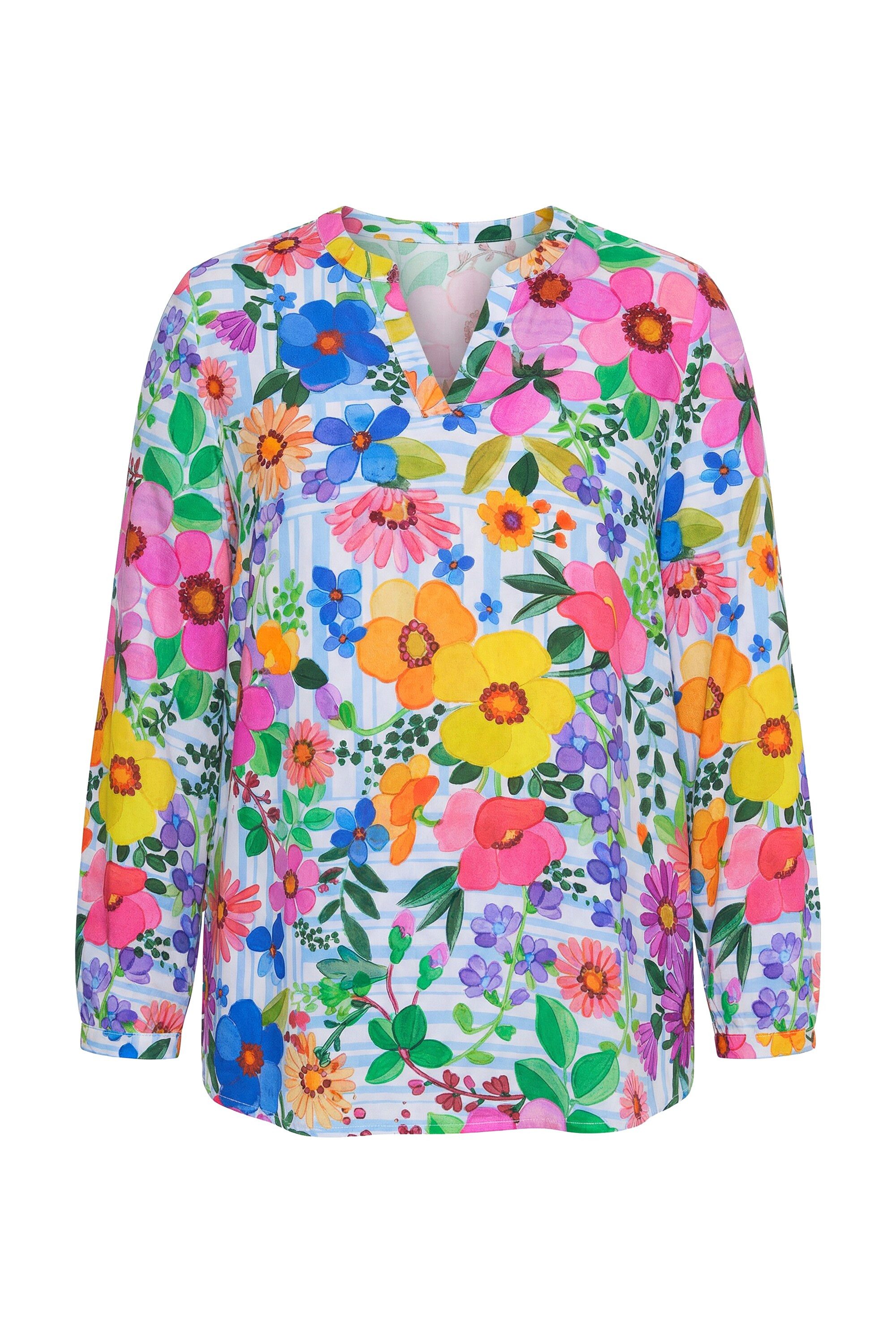MIAMODA Longbluse Bluse Regular Fit Blumenmuster Langarm