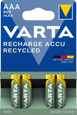 VARTA »wiederauflaudbare Akkus« Akku Micro 800 mAh (1,2 V, 4 St), VARTA Recharge Accu Recycled wiederaufladbar