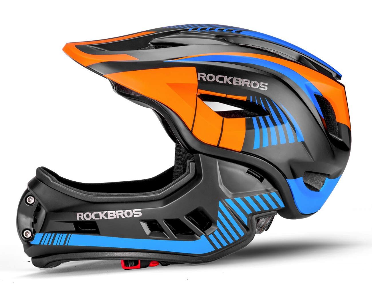 ROCKBROS Kinderhelm Integriert Fahrradhelm Kinder Jugend Fullface Helm, mit Abnehmbarem Kinnschutz BMX MTB Downhill Helm