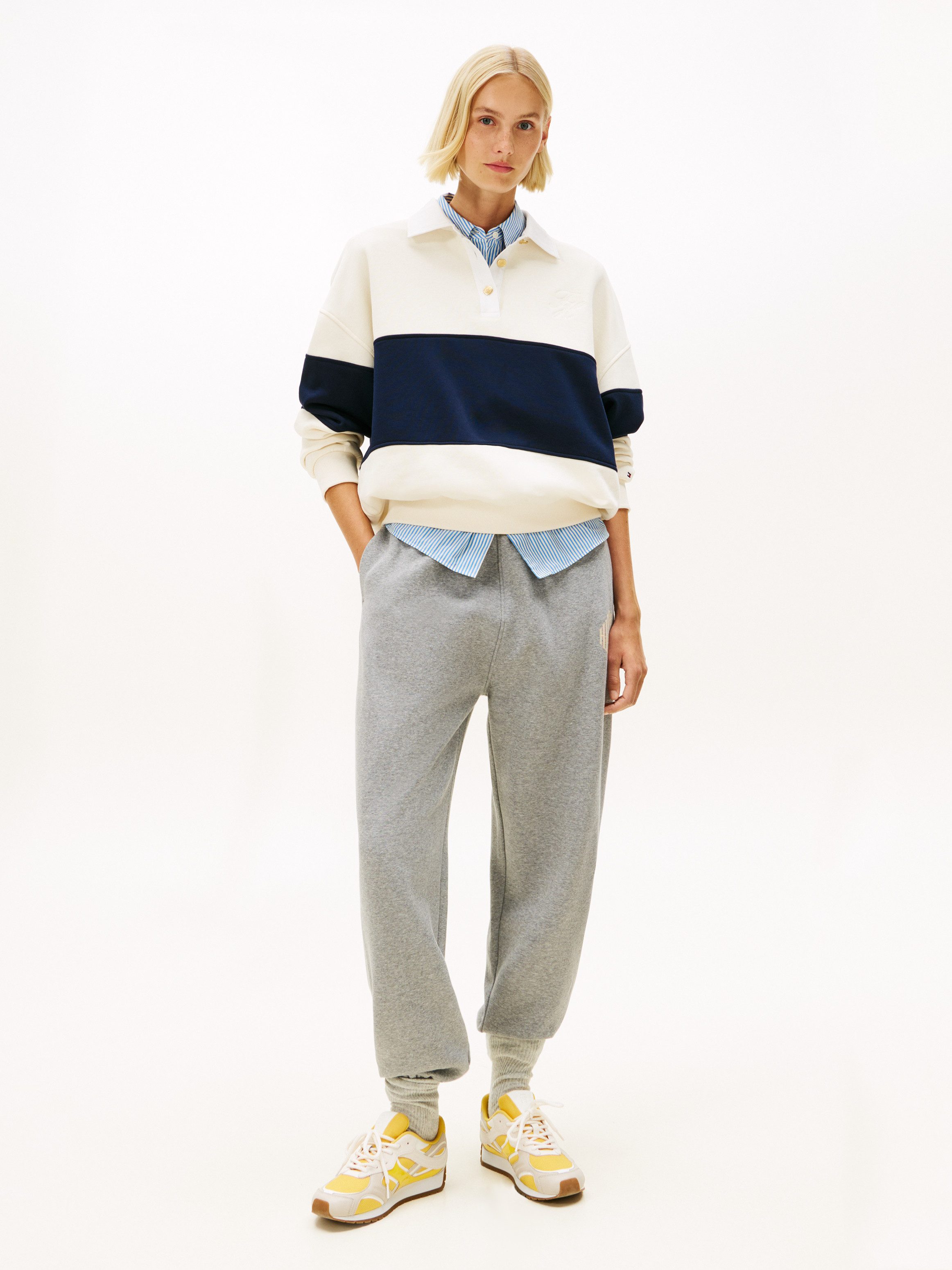 Tommy Hilfiger Sweatshirt GOLD BTN RUGBY FLEECE SWTSRT mit goldfarbenen Knöpfen