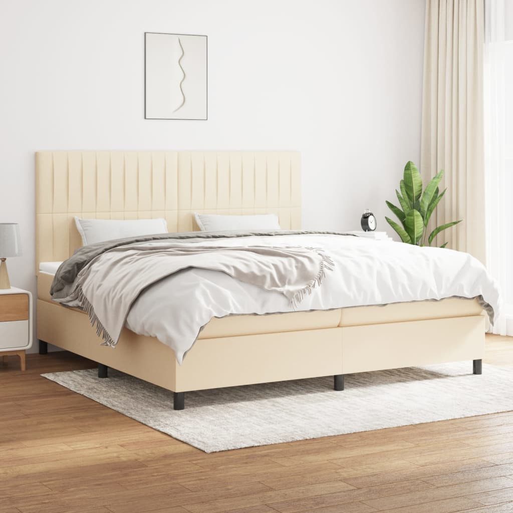 vidaXL Boxspringbett Boxspringbett mit Matratze Creme 200x200 cm Stoff Bett günstig online kaufen