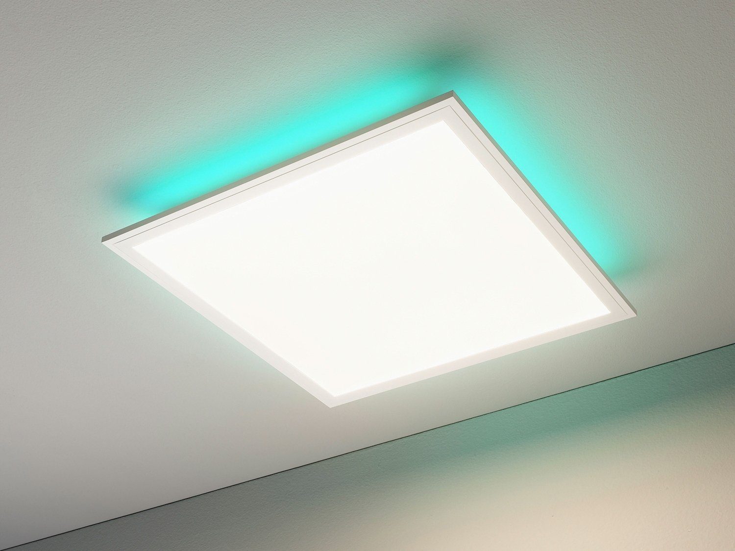 casa NOVA LED Deckenleuchte 1-flammig, Kunststoff 45 Deckenlampe, RGB-Farbwechsel, 45 COLORES fest Dimmfunktion, Weiß, integriert, Aluminium, Warmweiß, PLUS, x Backlight-Effekt, cm, Tageslichtweiß, LED LED Neutralweiß